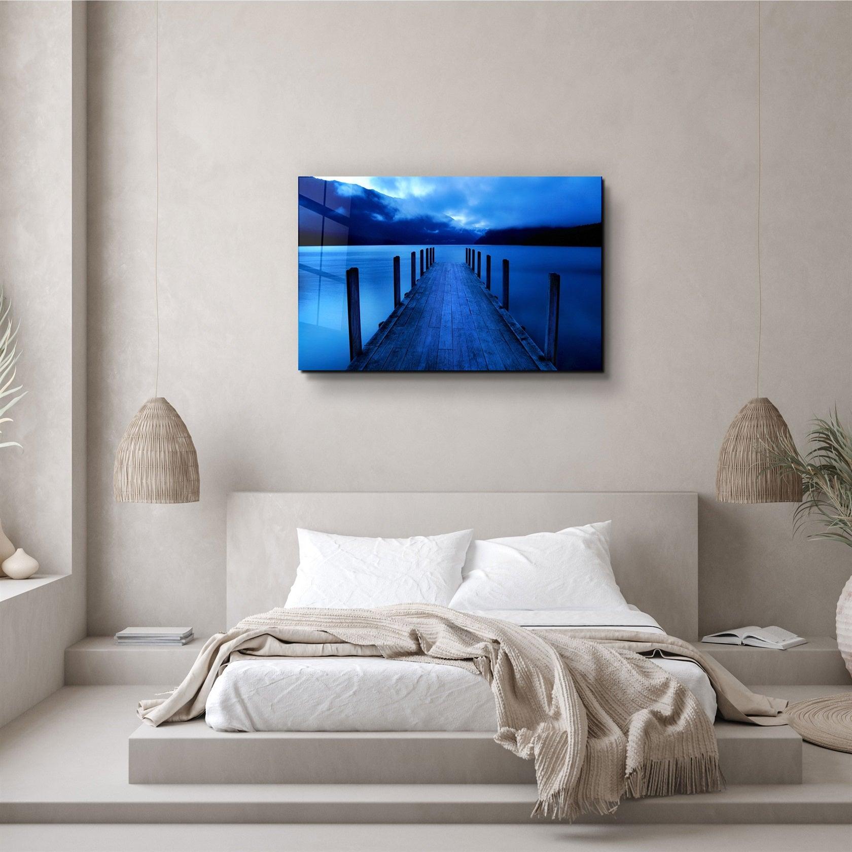 ・"Blue Dock"・Glass Wall Art
