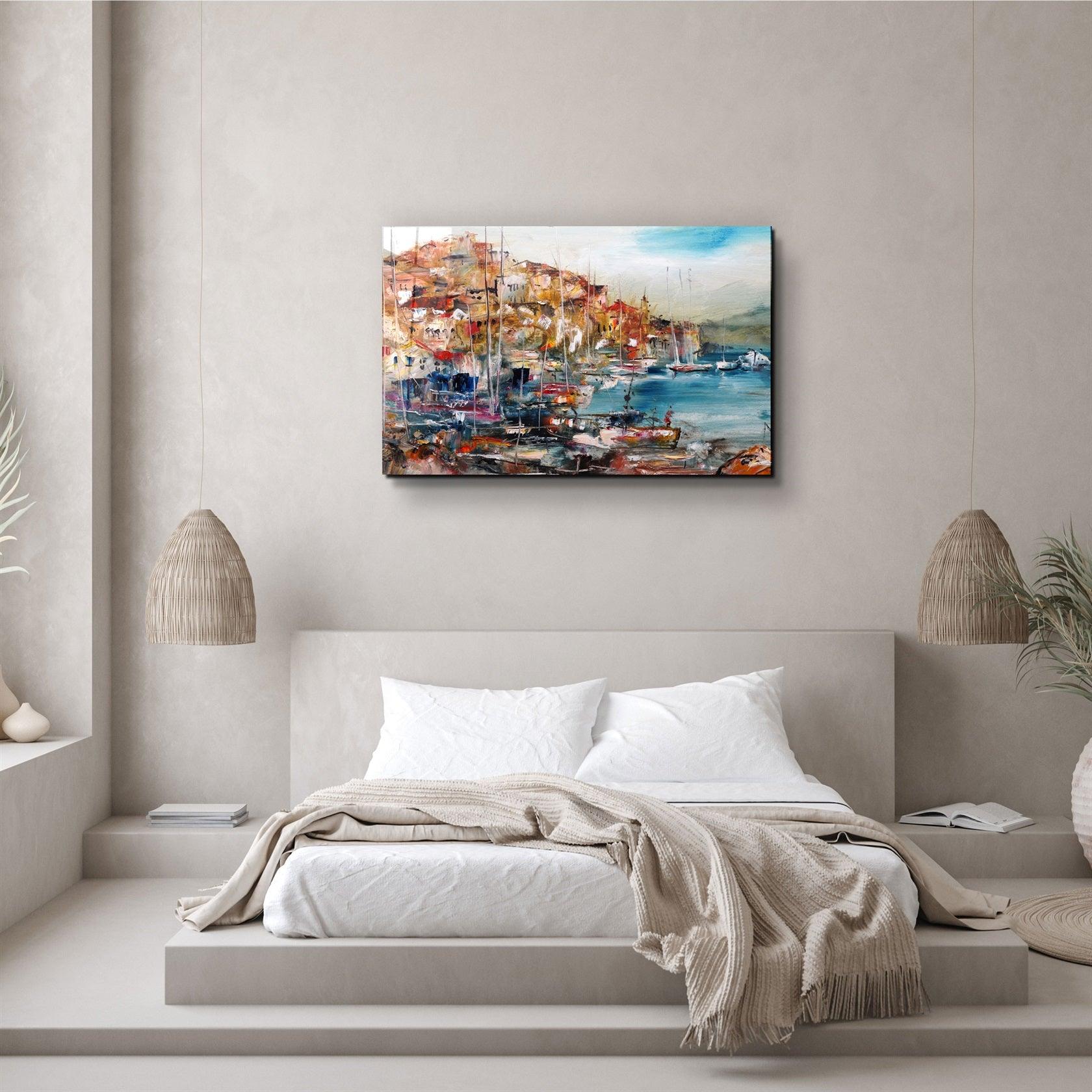 ・"Coastal Town"・Glass Wall Art