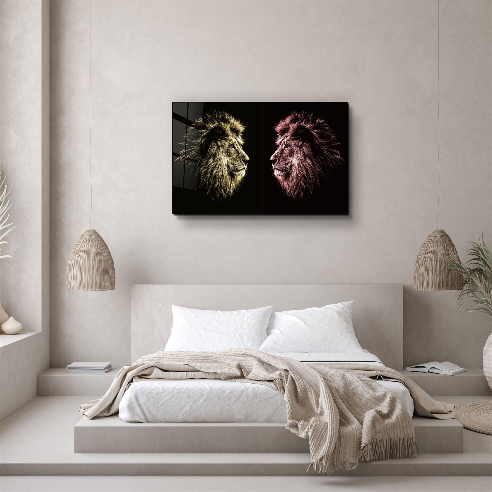 ・"Lions Confrontation YR "・Glass Wall Art