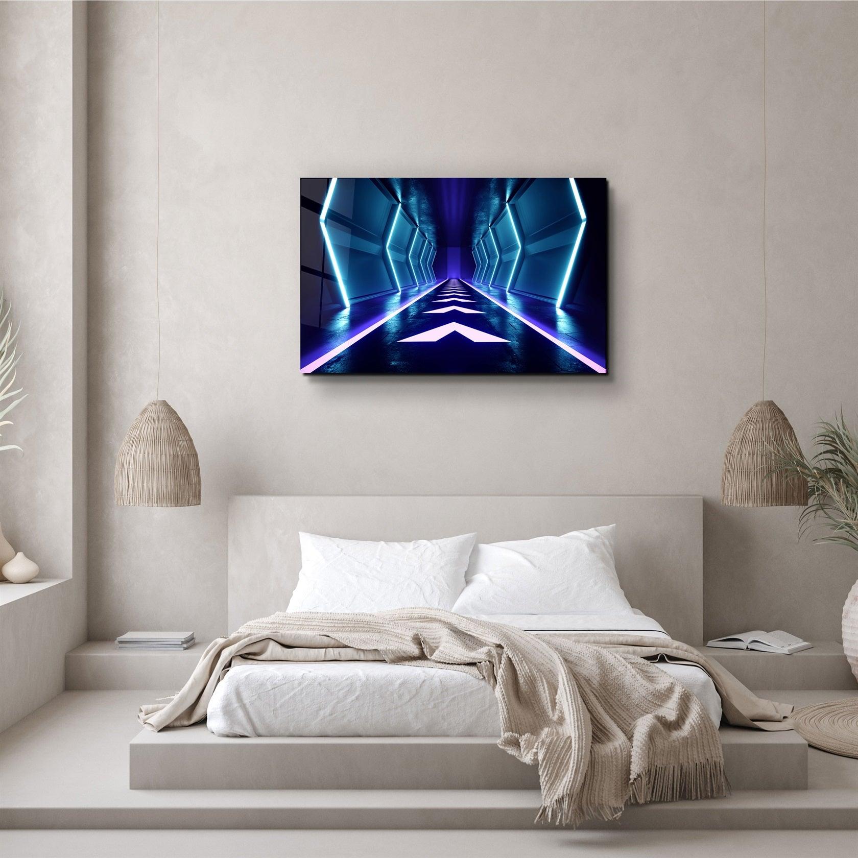 ・"Neon Spacecraft"・Glass Wall Art