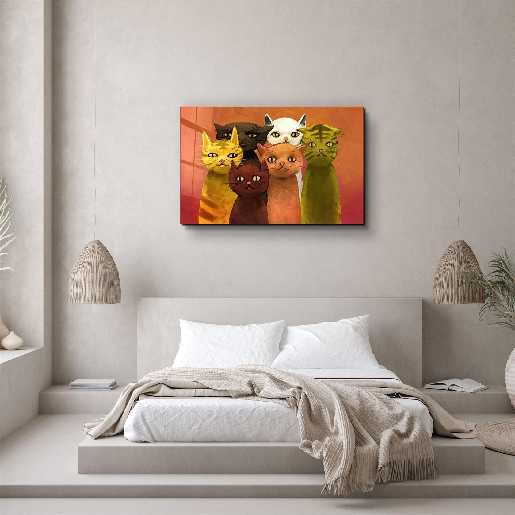 ・"The Cat Family"・Glass Wall Art