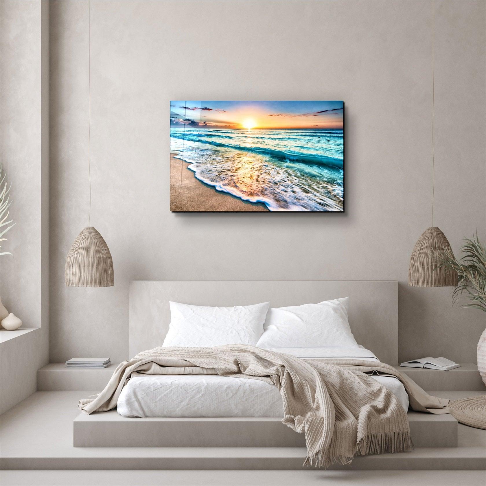 ・"Ocean and Sunset"・Glass Wall Art