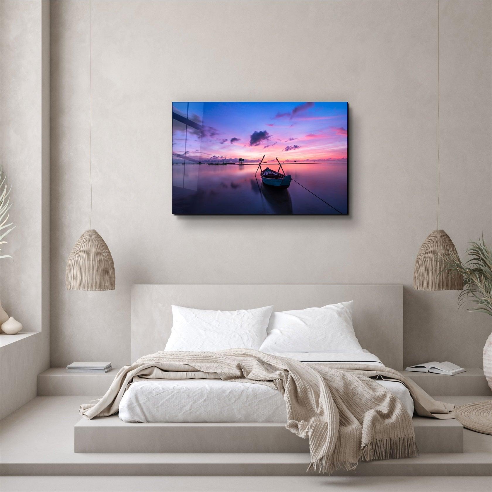 ・"Blue Boat"・Glass Wall Art