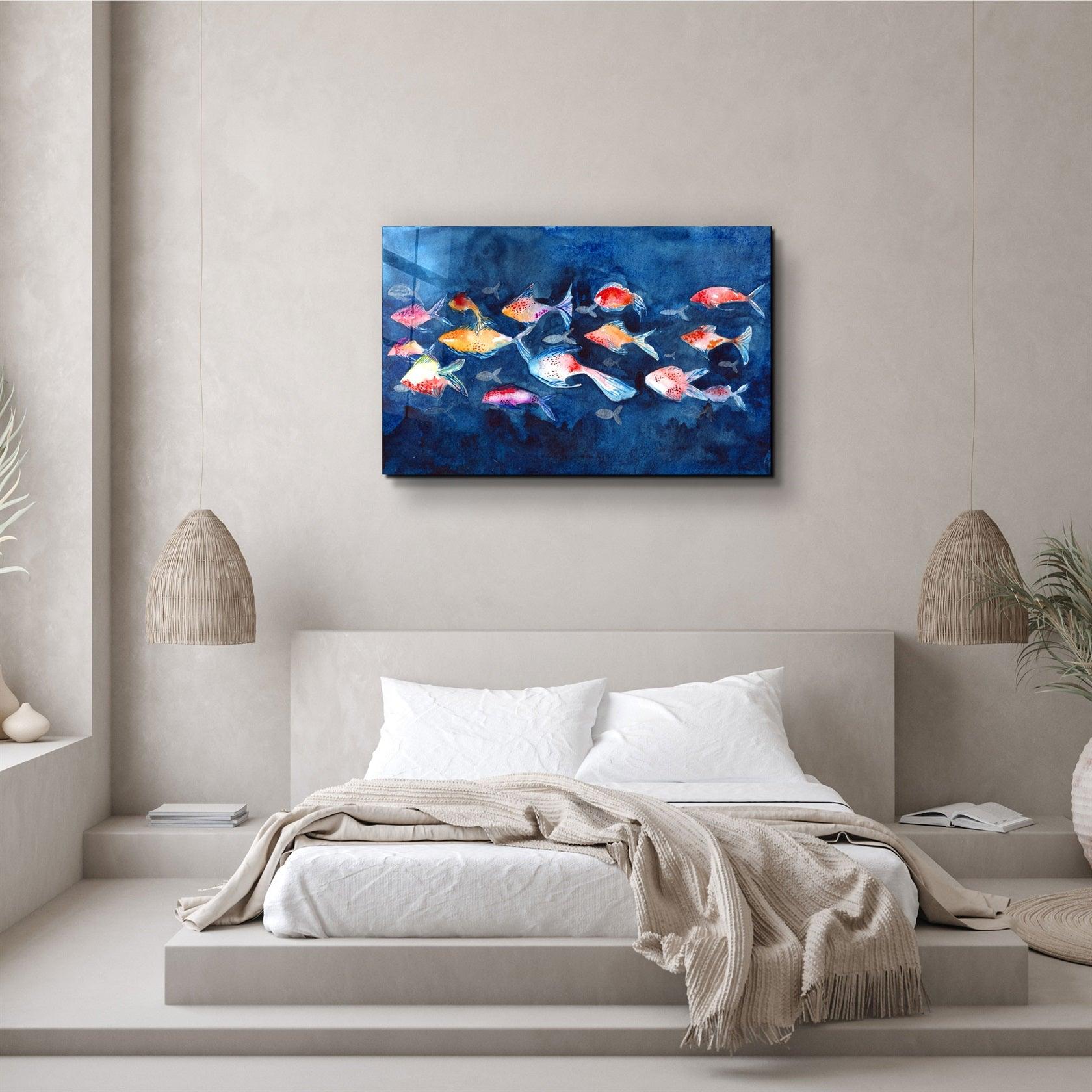 ・"School of Fish"・Glass Wall Art