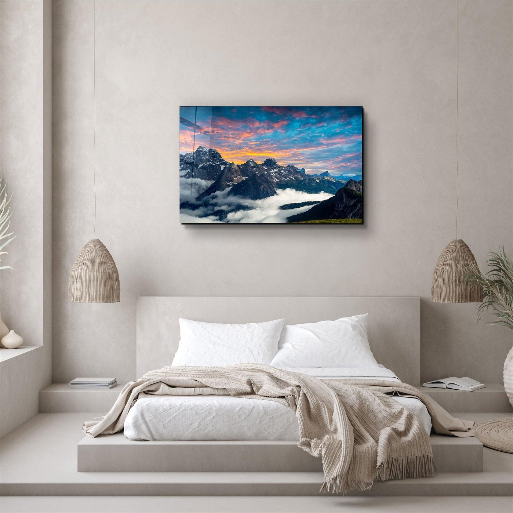 ・"Mountains and Clouds"・Glass Wall Art