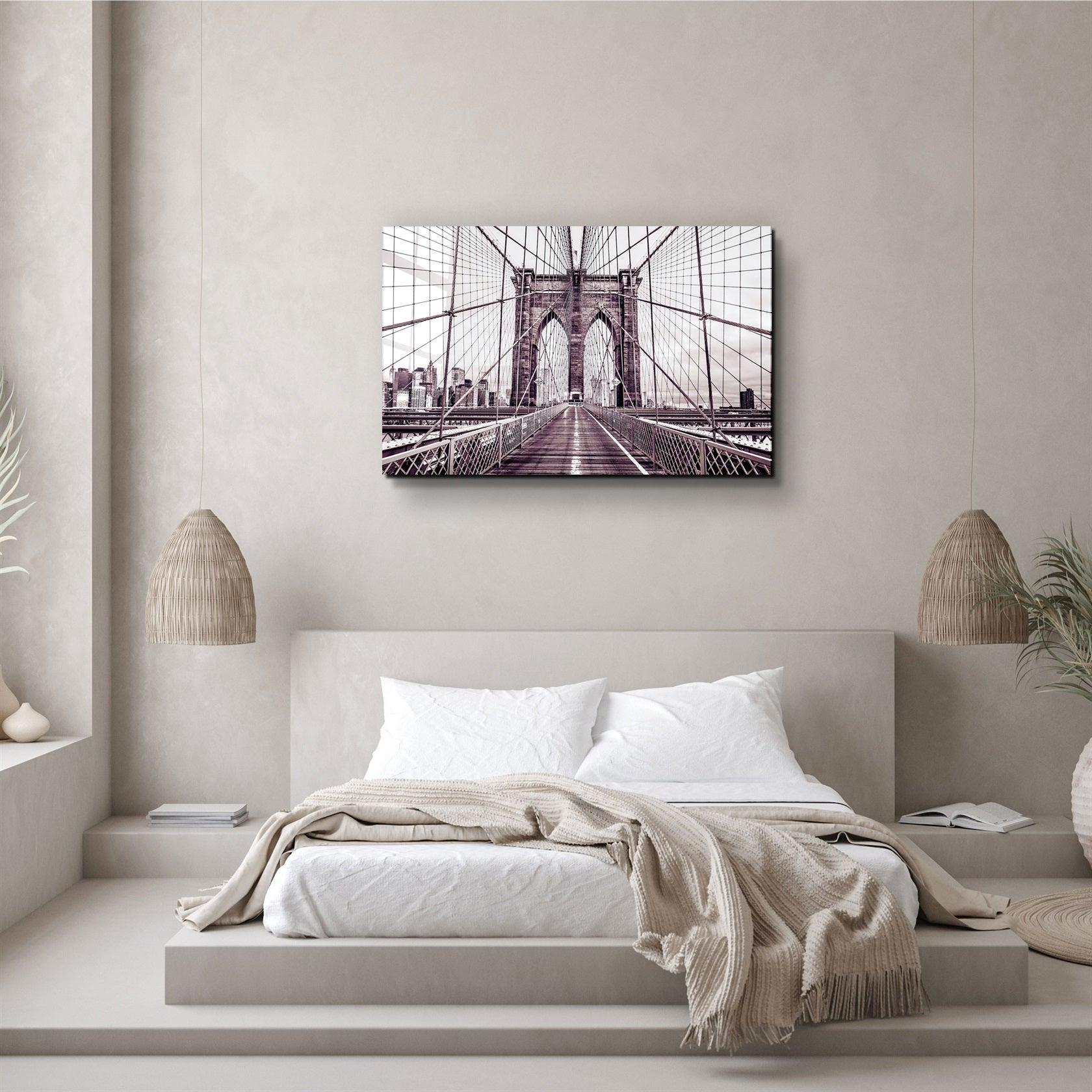 ・"Brooklyn Bridge Retro Bronze"・Glass Wall Art