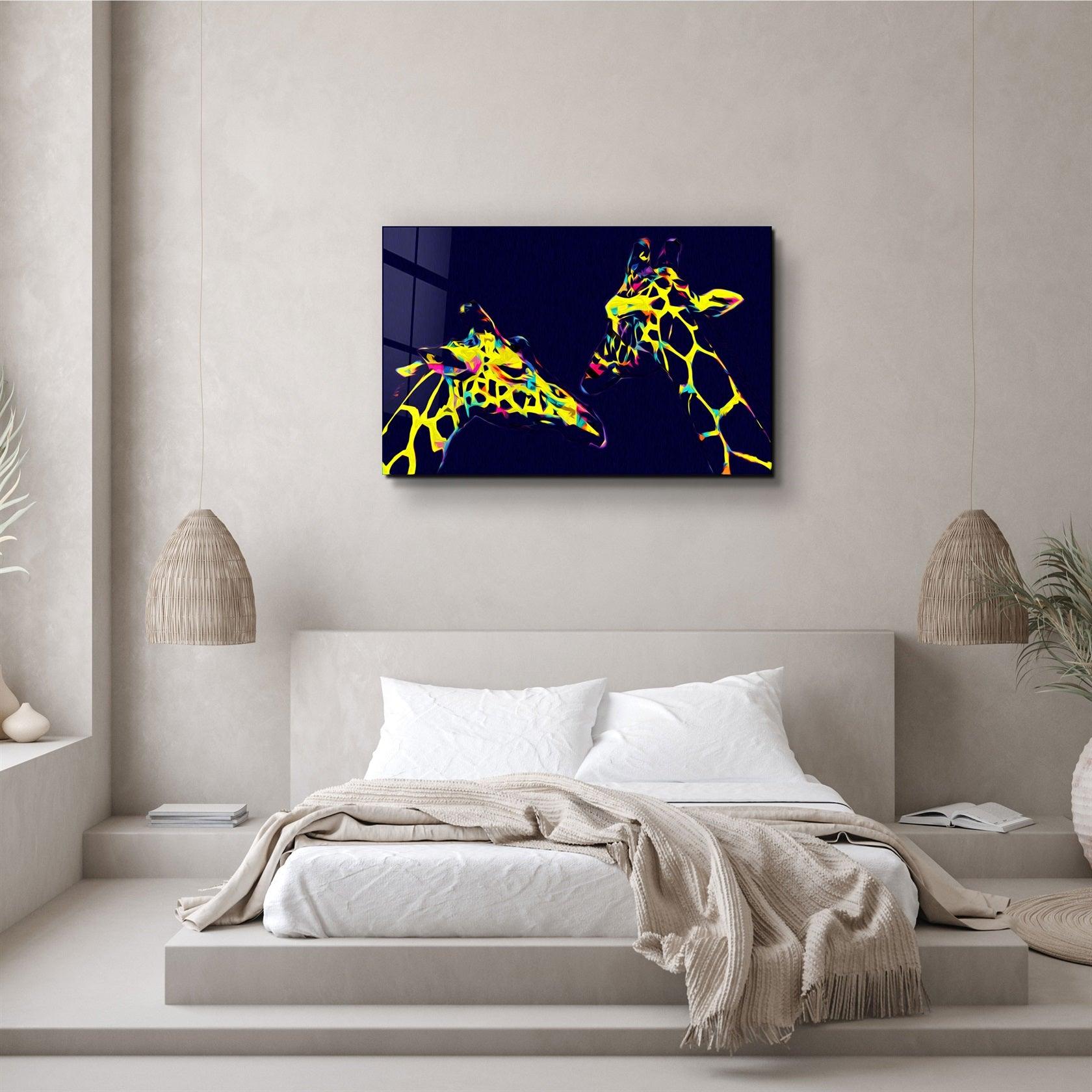 ・"Colormix Giraffes"・Glass Wall Art