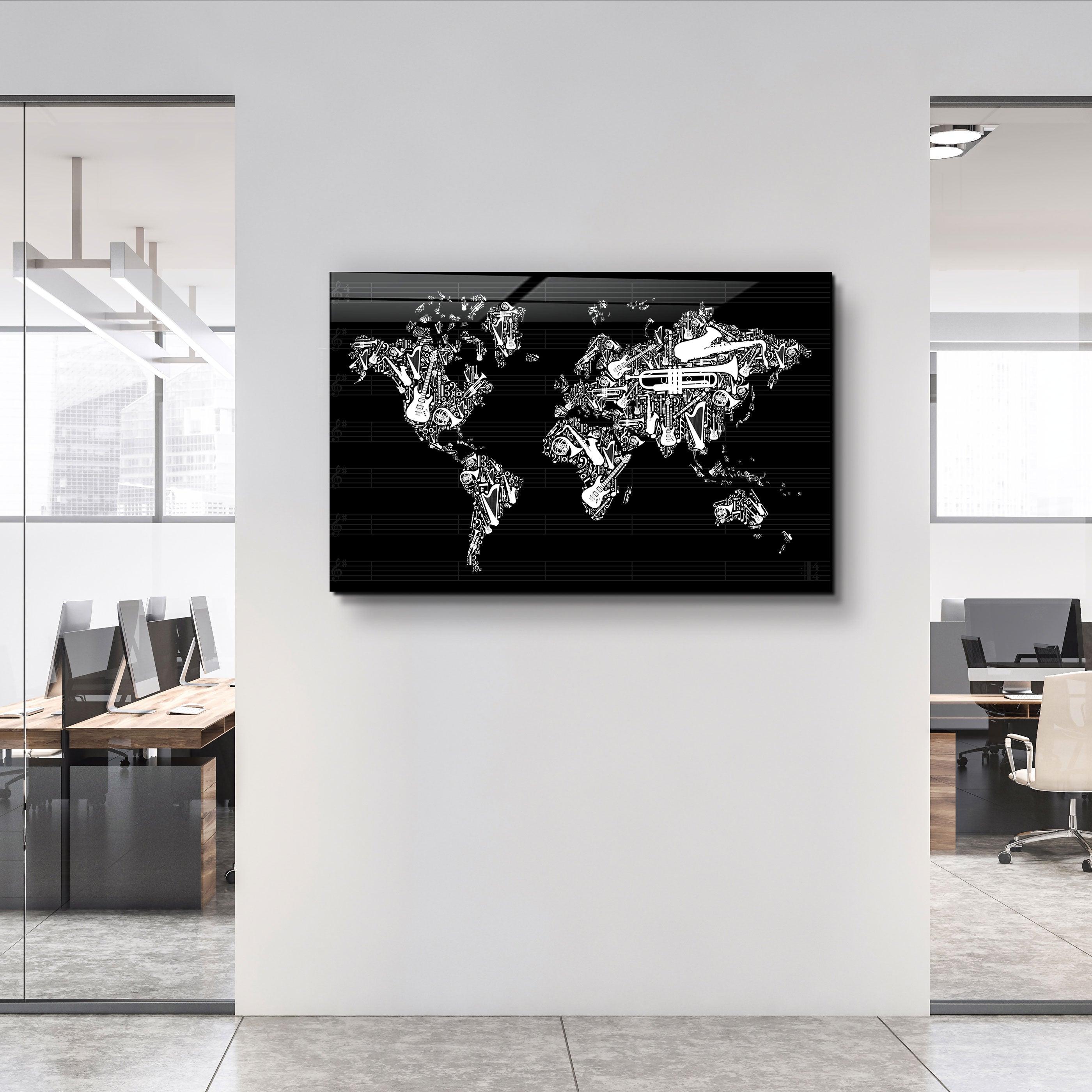 ・"Music World Map"・Glass Wall Art