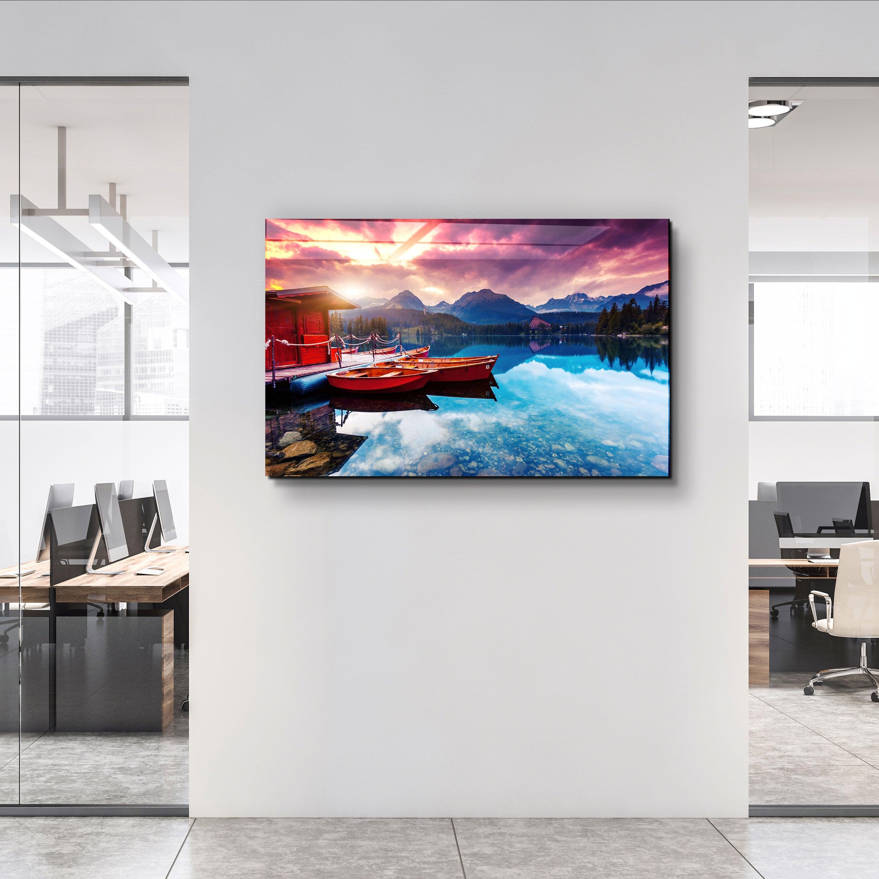 ・"Calm Lake"・Glass Wall Art