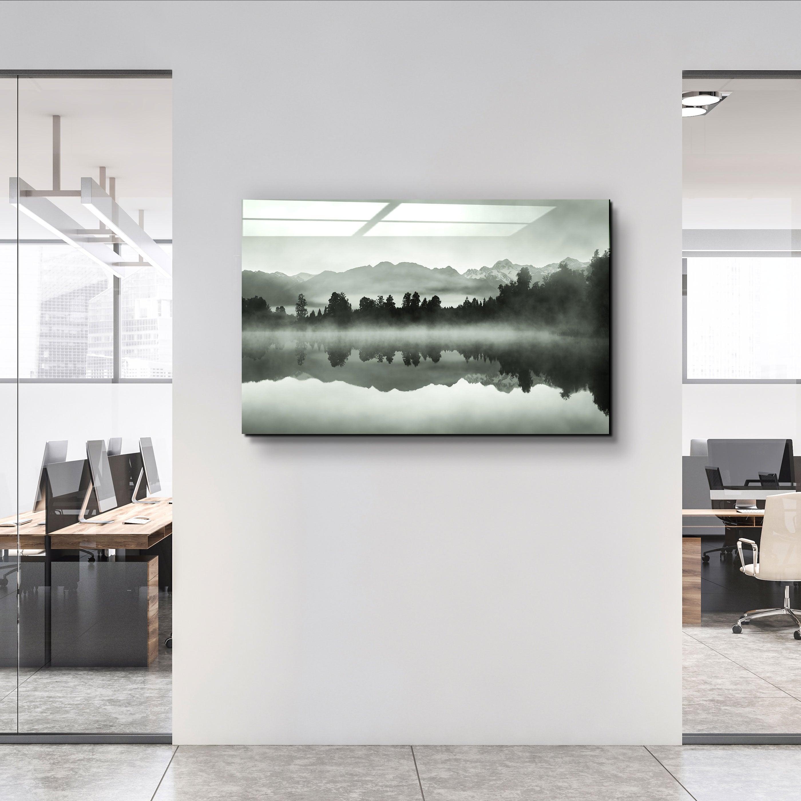 ・"Foggy Lake"・Glass Wall Art