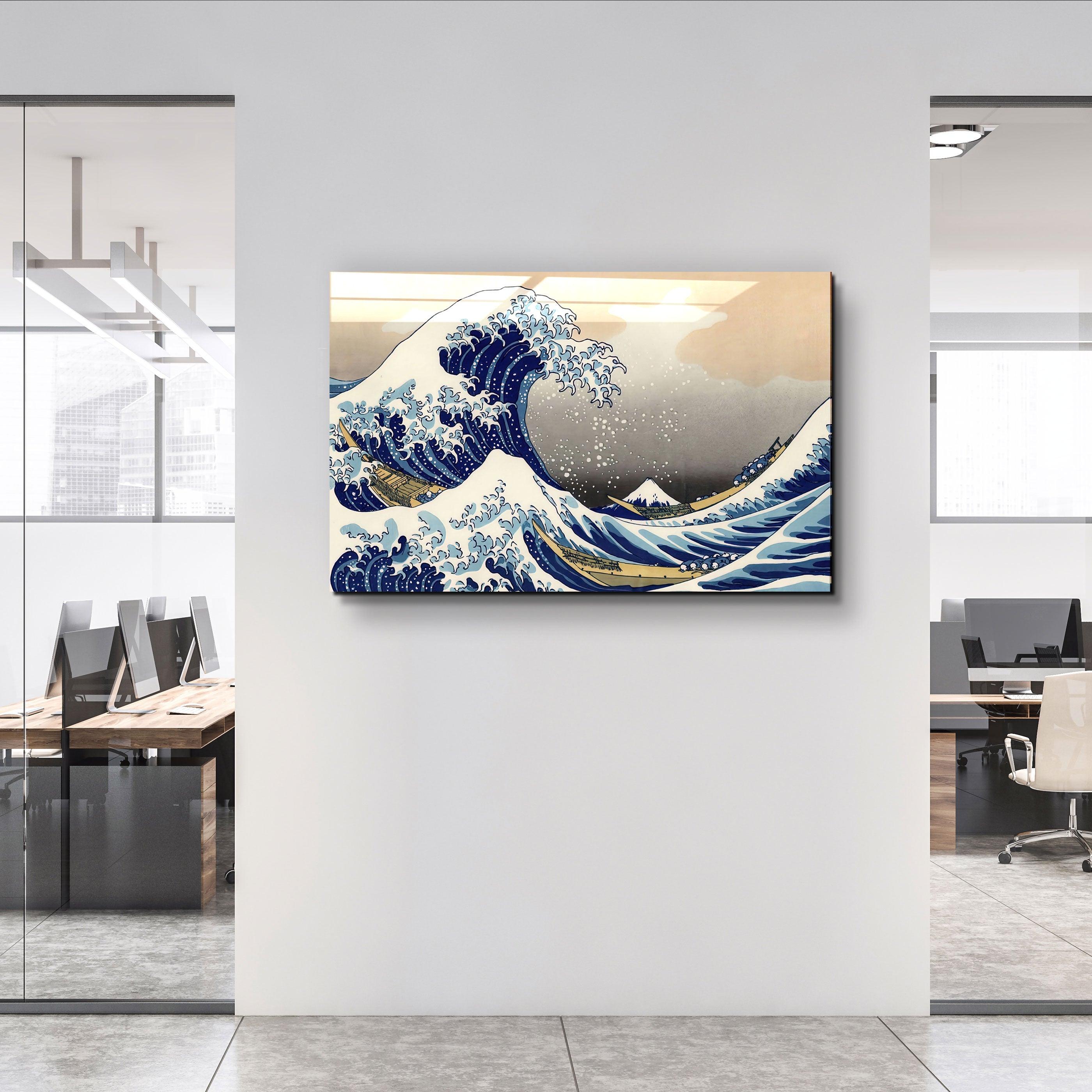 ・"The Great Wave off Kanagawa (1829) by Hokusai"・Glass Wall Art