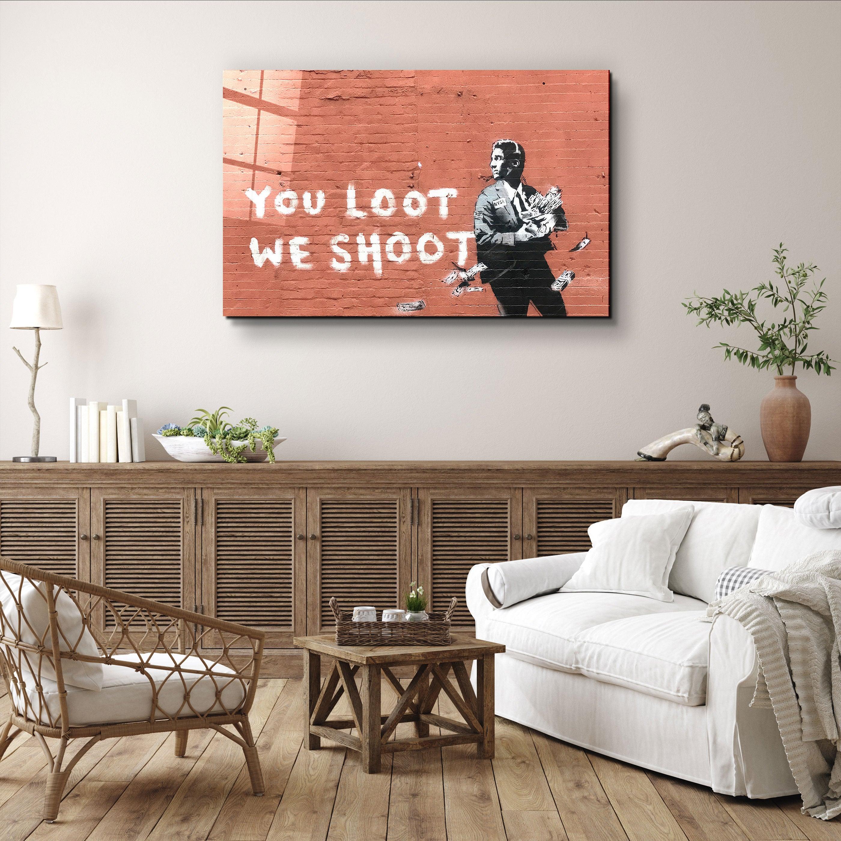 "Banksy - You Loot We Shoot"・Designer's Collection Glass Wall Art