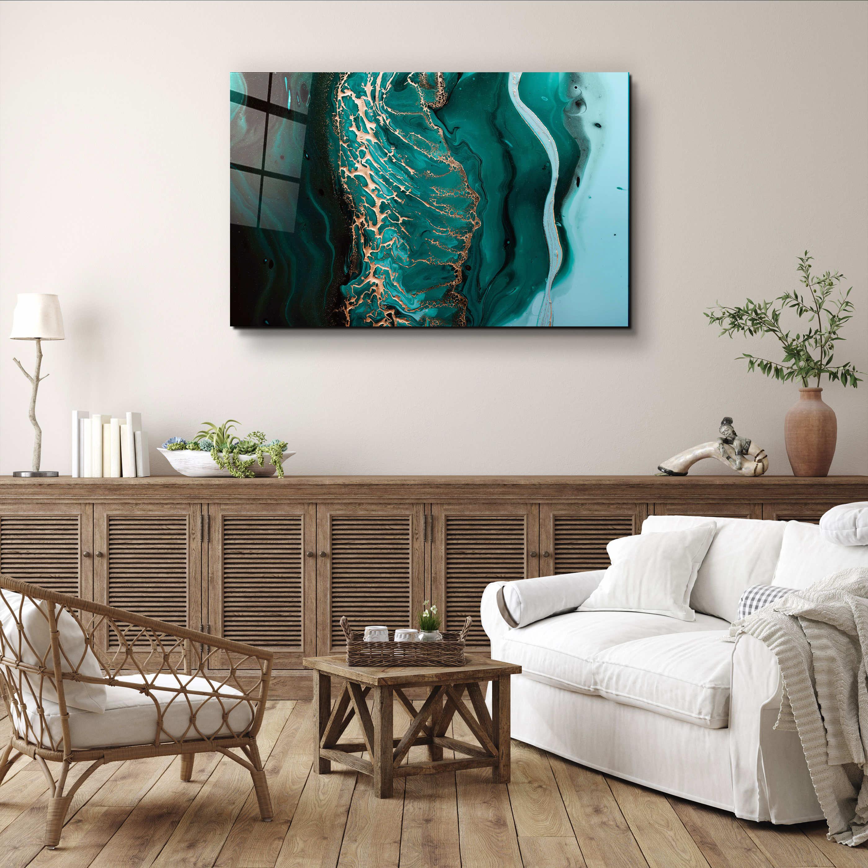 Marble Collection H26 - Ocean | Glass Wall Art