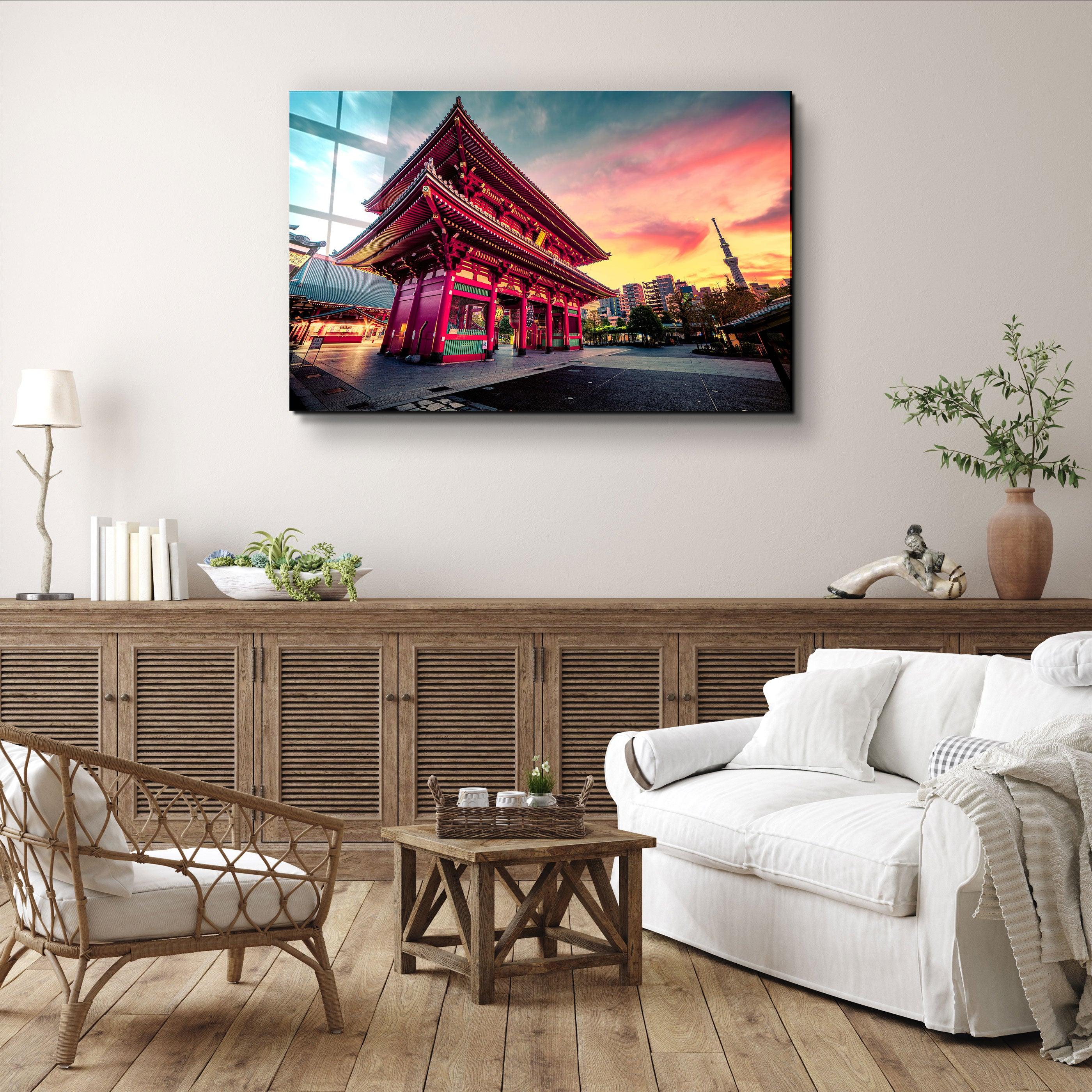 ・"Sensoju Temple with dramatic sky - Tokyo"・Glass Wall Art