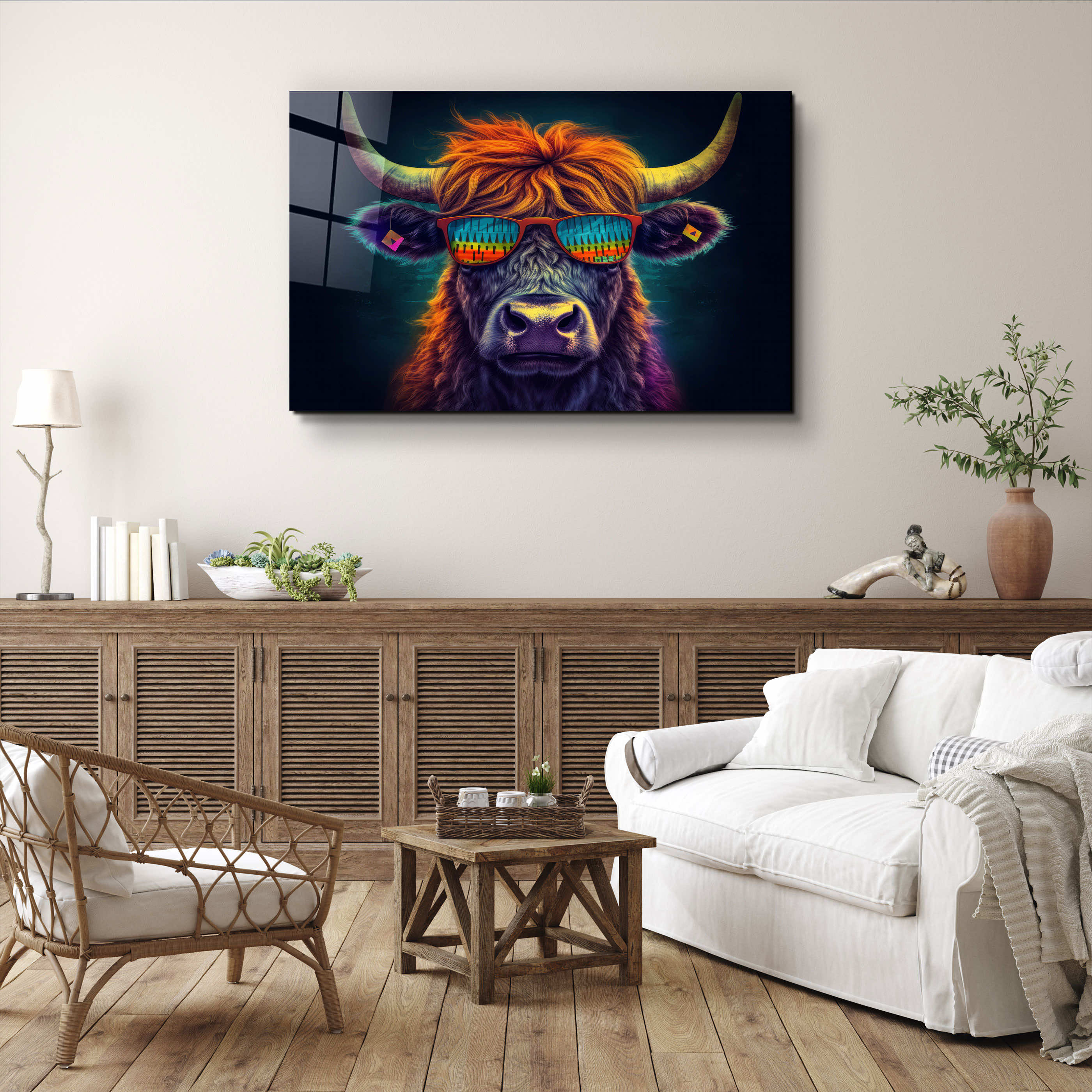 ・"Cool Bull"・Designers Collection Glass Wall Art