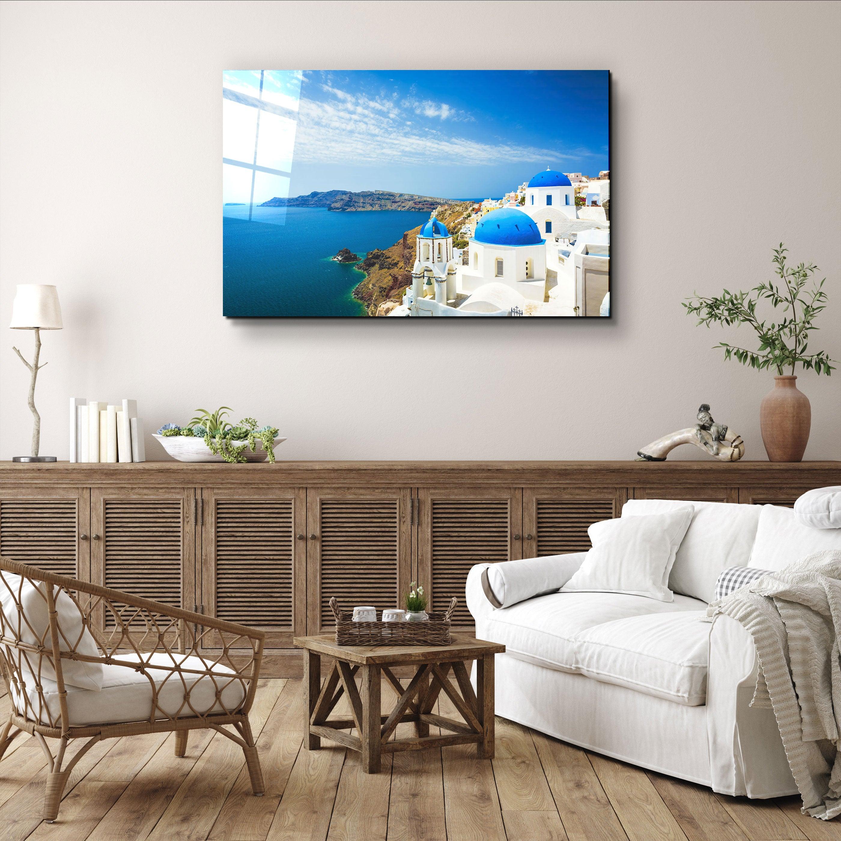 ・"Thera From Santorini"・Glass Wall Art