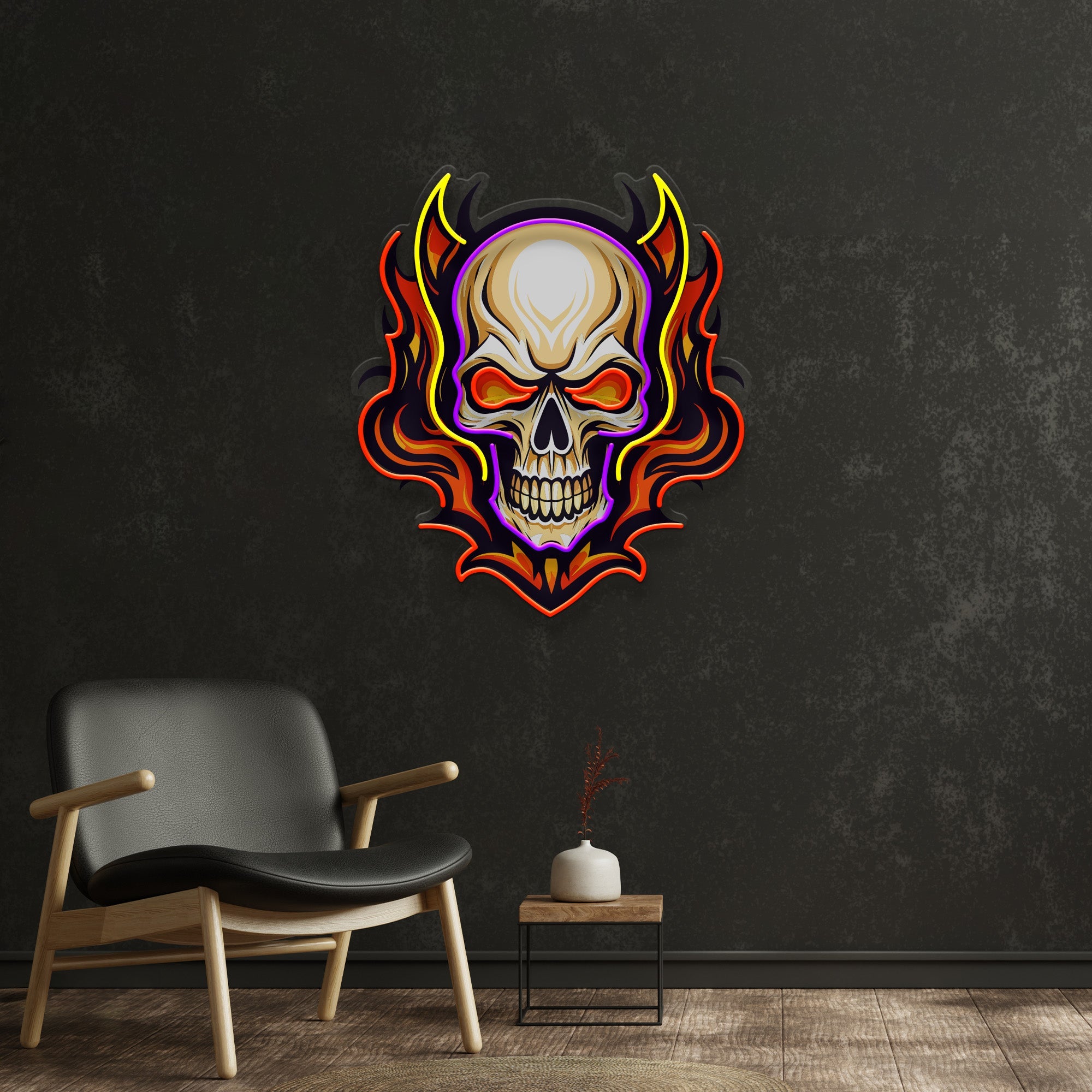 Angry Fire Skull LED Neon Sign Light Pop Art