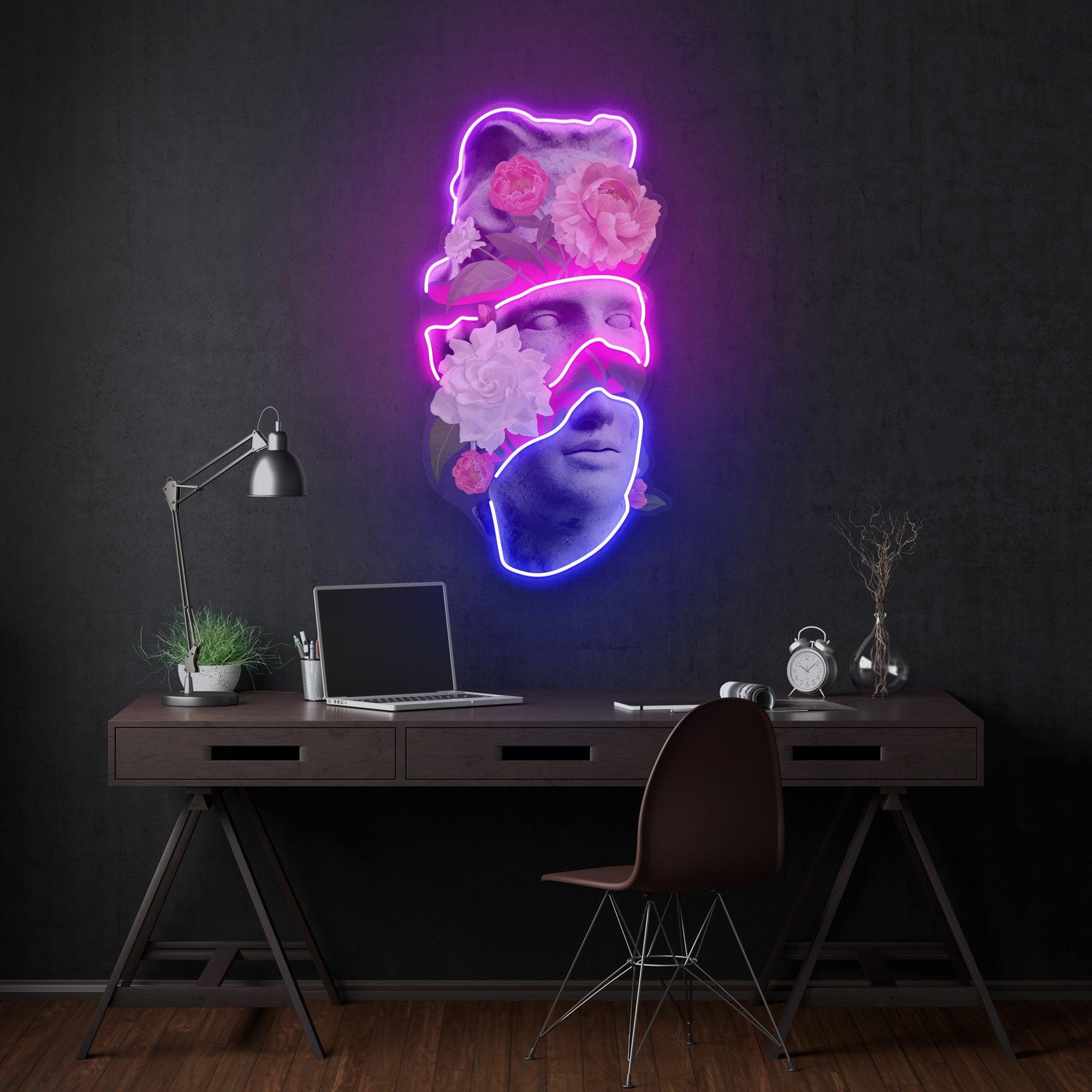 Apollo Flower Head Neon Acrylic Artwork