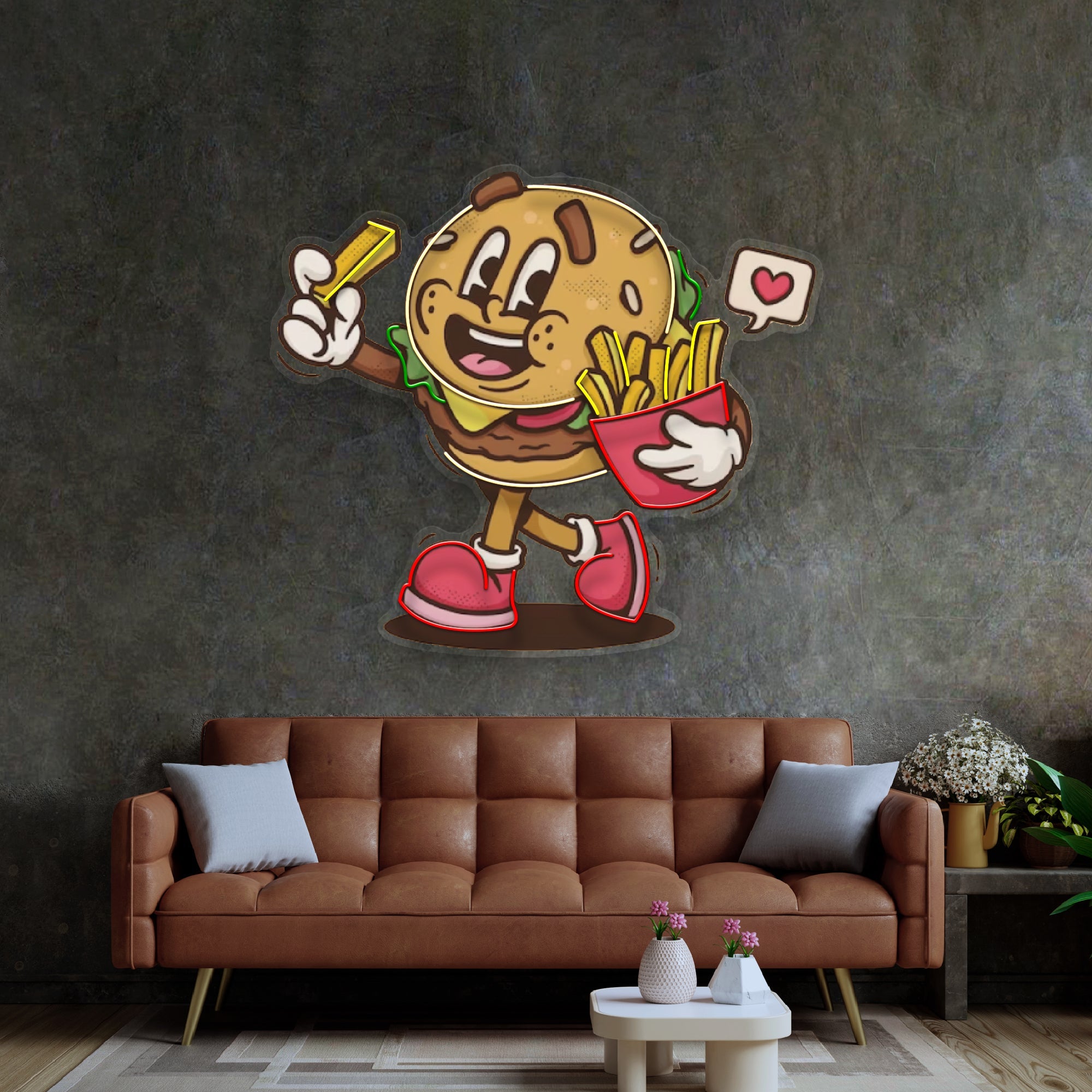Burger Cute Trendy Retro LED Neon Sign Light Pop Art