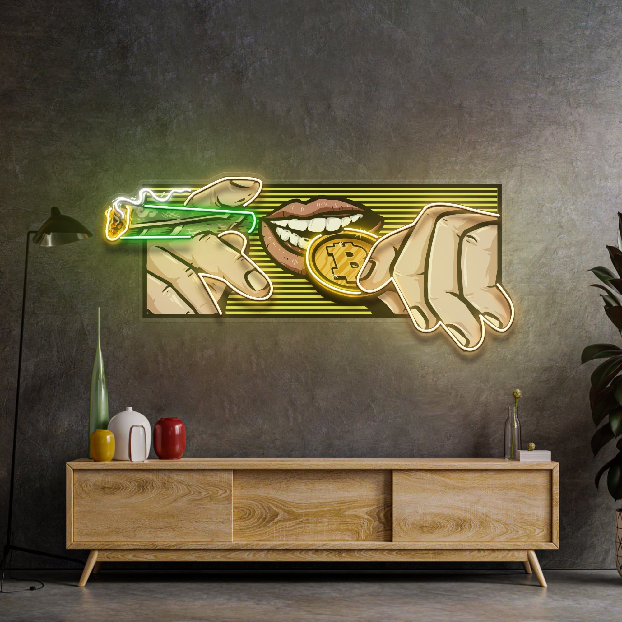 Burn Money With Bitcoin LED Neon Sign Light Pop Art
