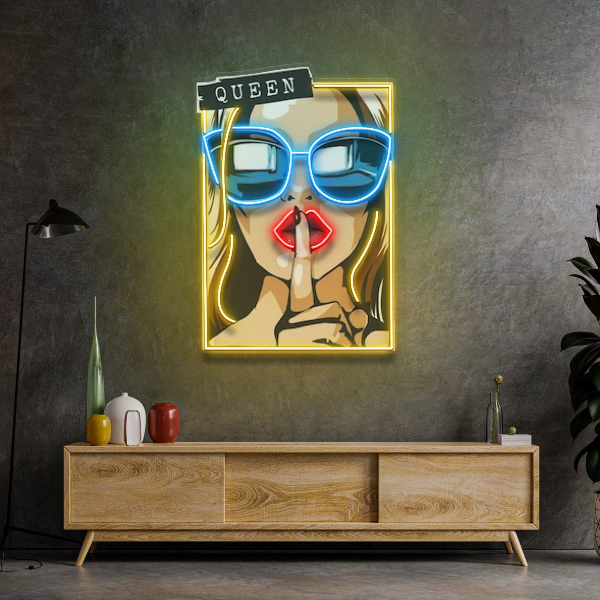 Cartoon Girl in Sunglasses LED Neon Sign Light Pop Art