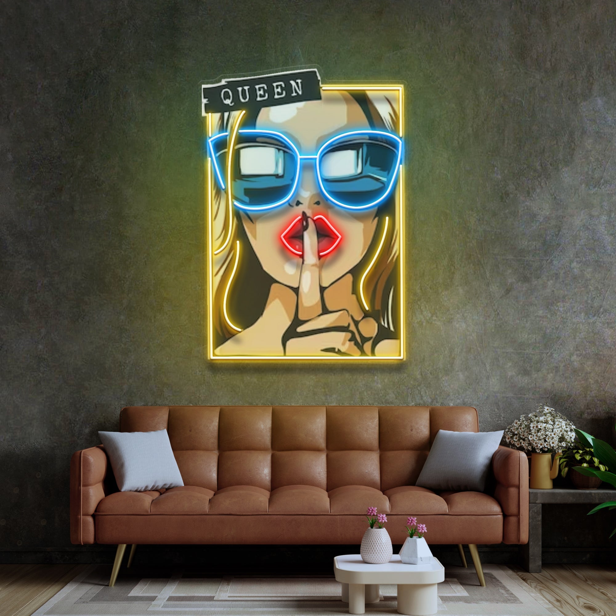 Cartoon Girl in Sunglasses LED Neon Sign Light Pop Art