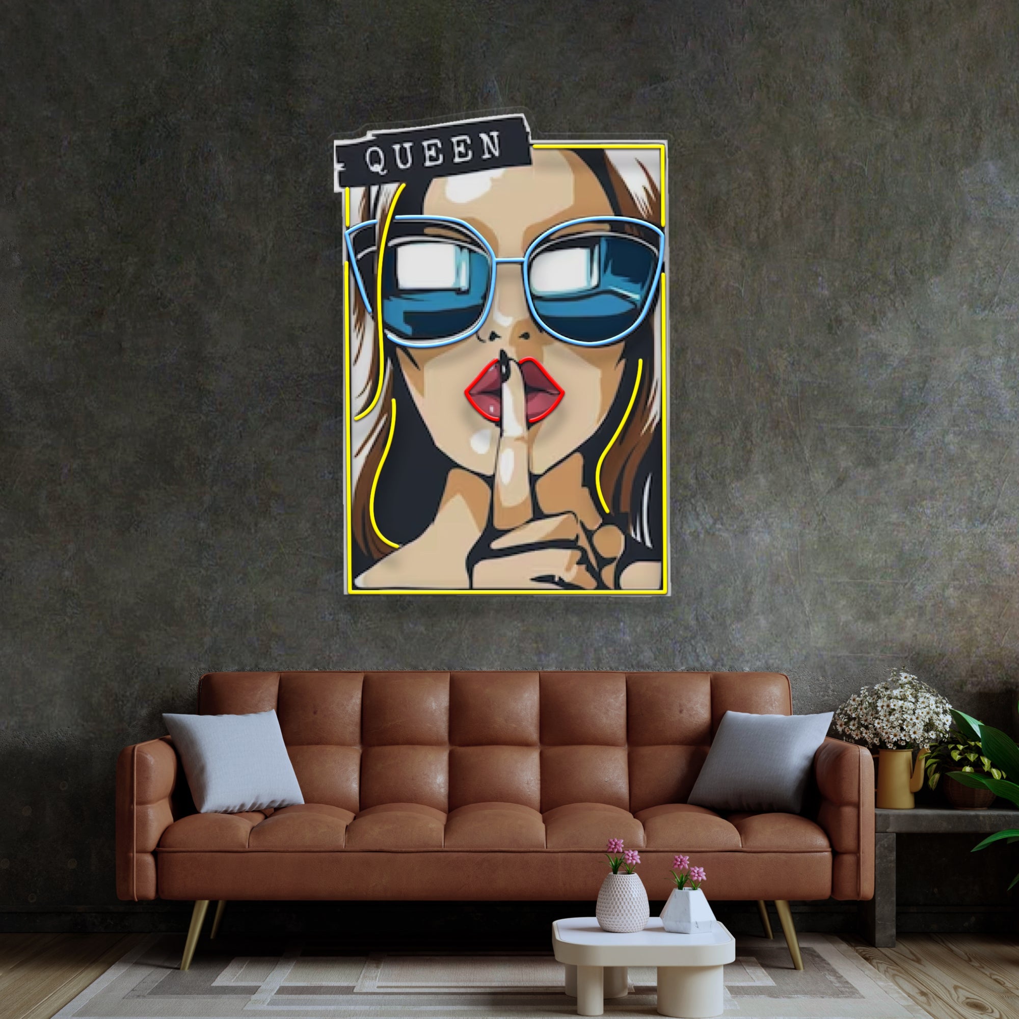 Cartoon Girl in Sunglasses LED Neon Sign Light Pop Art