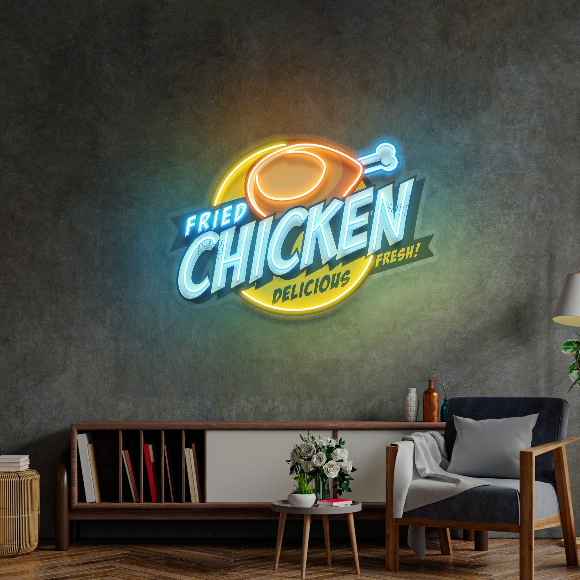 Fried Chicken Led Neon Acrylic Artwork