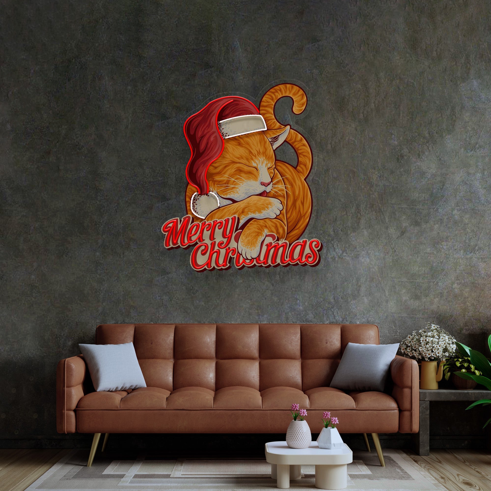 Christmas Cat LED Neon Sign Light Pop Art