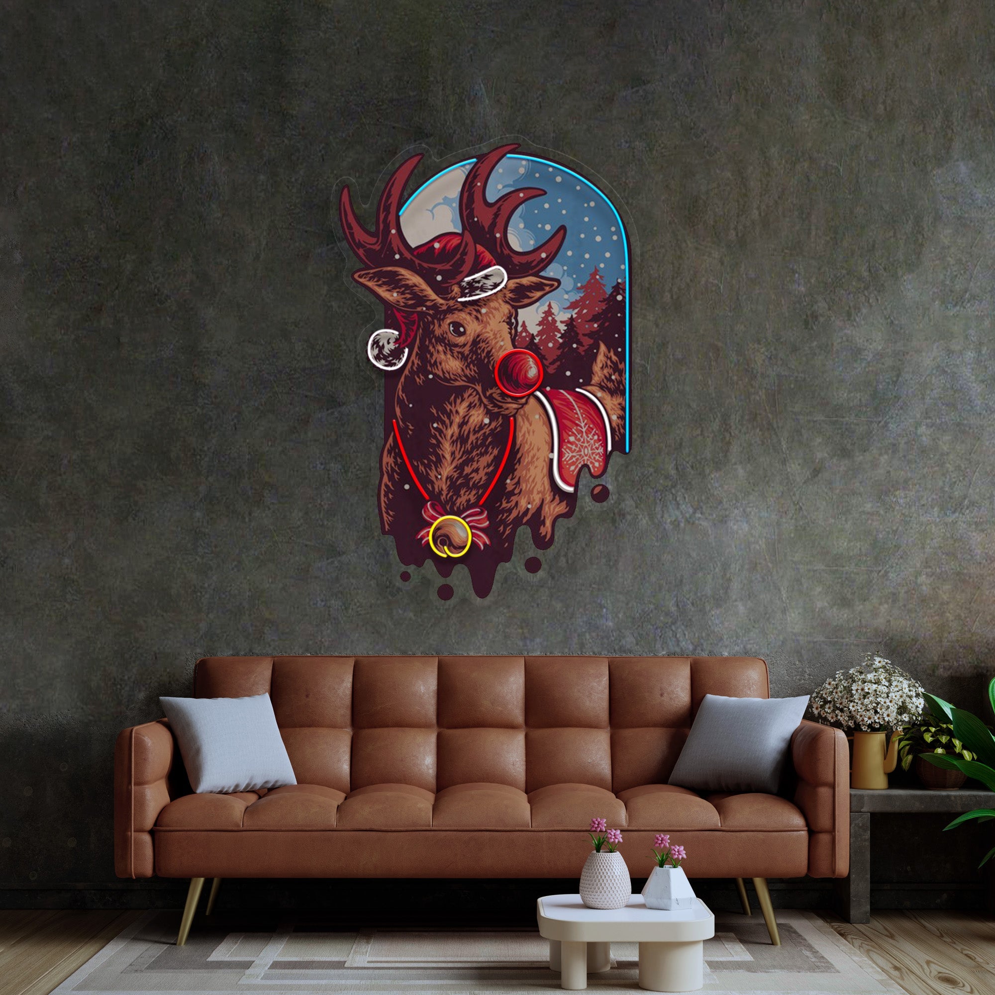 Christmas Deer LED Neon Sign Light Pop Art