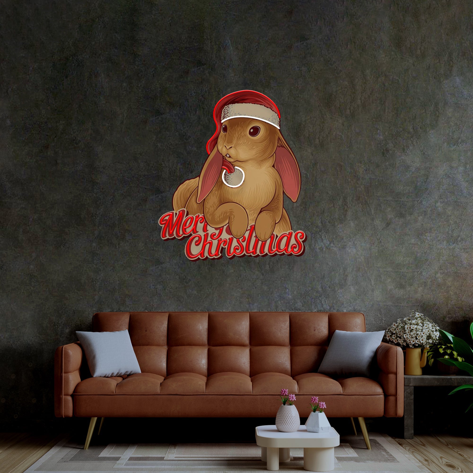 Christmas Rabbit LED Neon Sign Light Pop Art