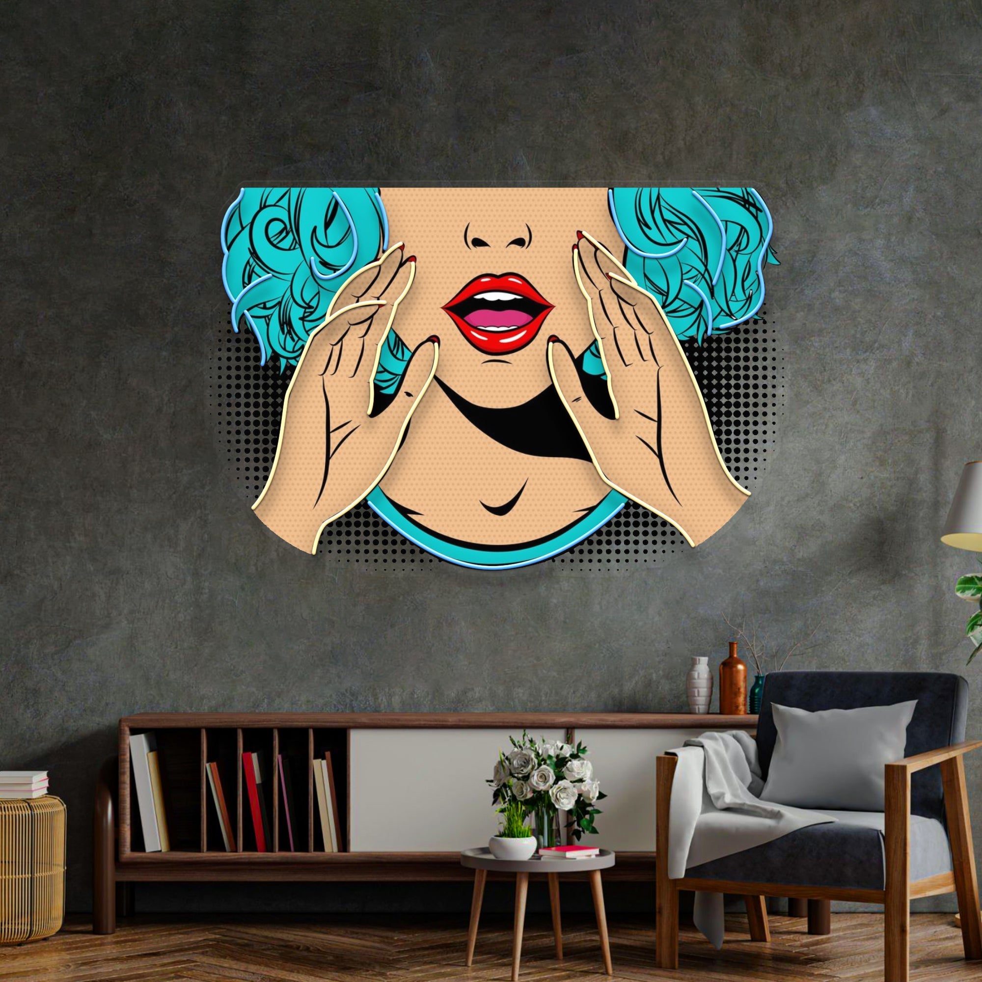 Comic Book Girl LED Neon Sign Light Pop Art
