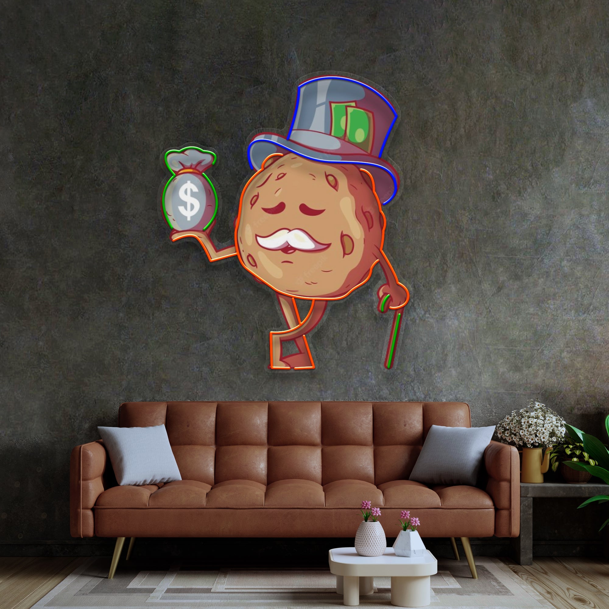 Cookie Fortune With a Bag of Money LED Neon Sign Light Pop Art