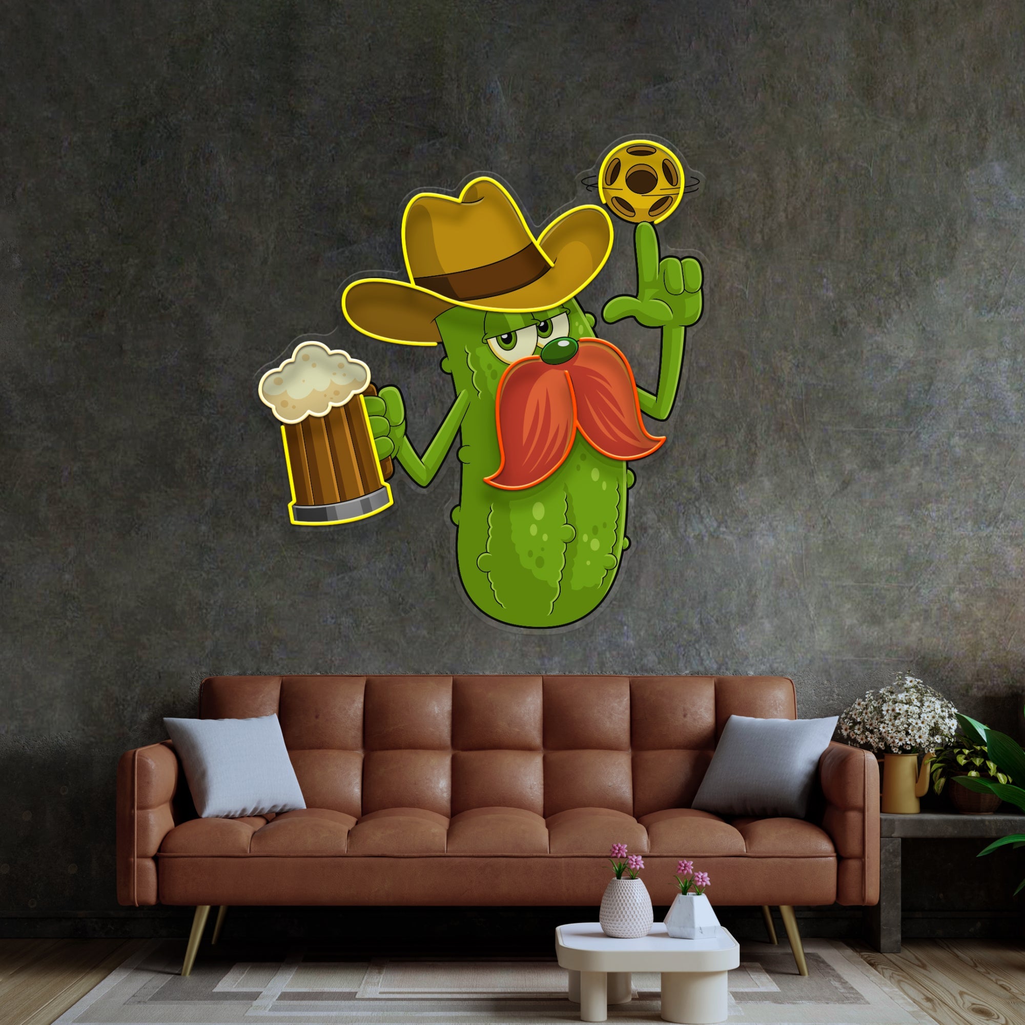 Cowboy Pickle Cartoon LED Neon Sign Light Pop Art