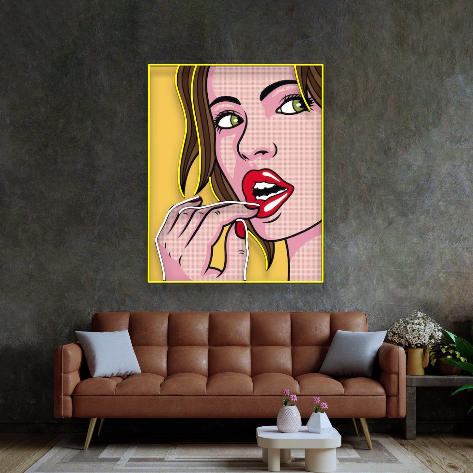 Girl Facial Expression LED Neon Sign Light Pop Art