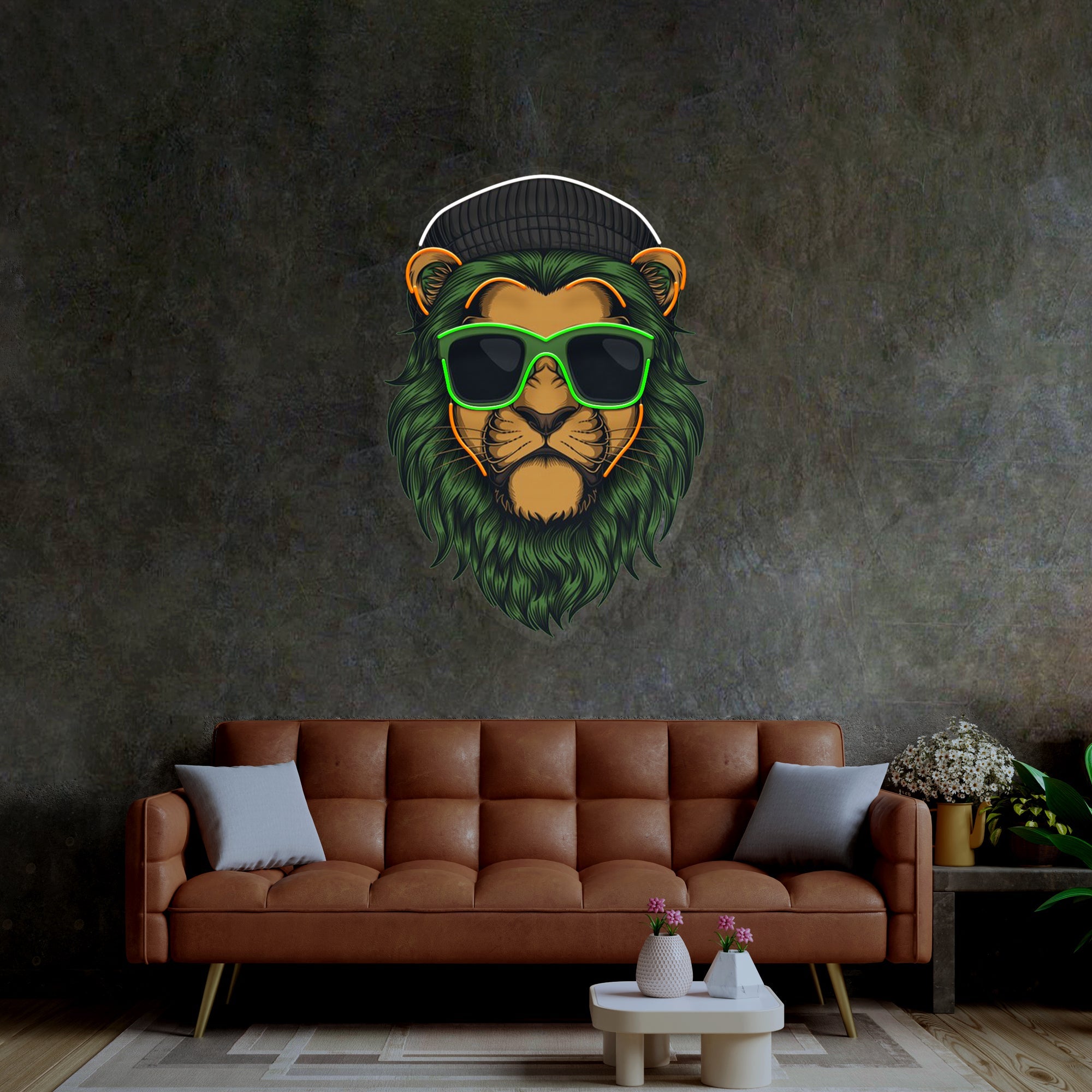 Green Lion LED Neon Sign Light Pop Art