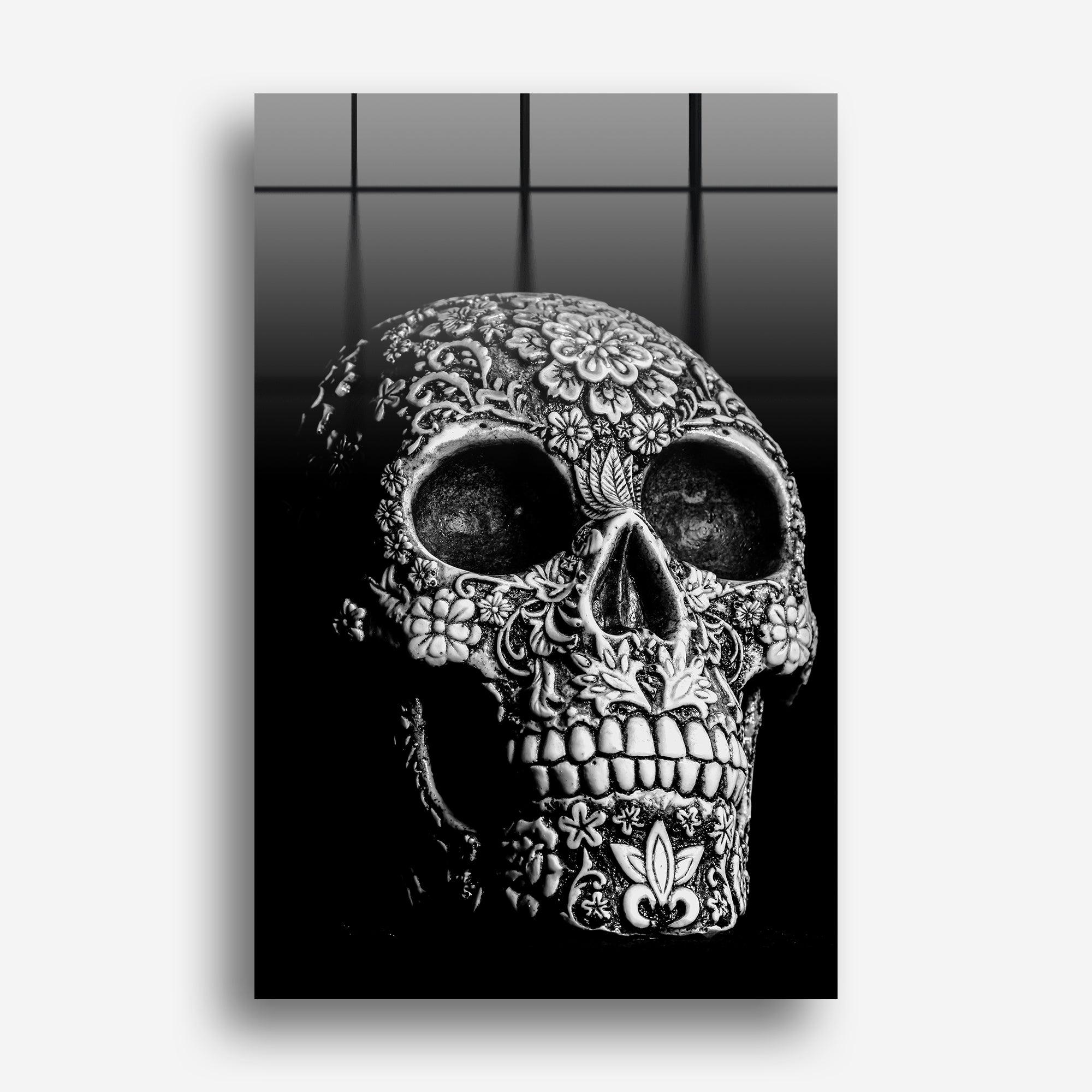 Grey Skull Glass Wall Art