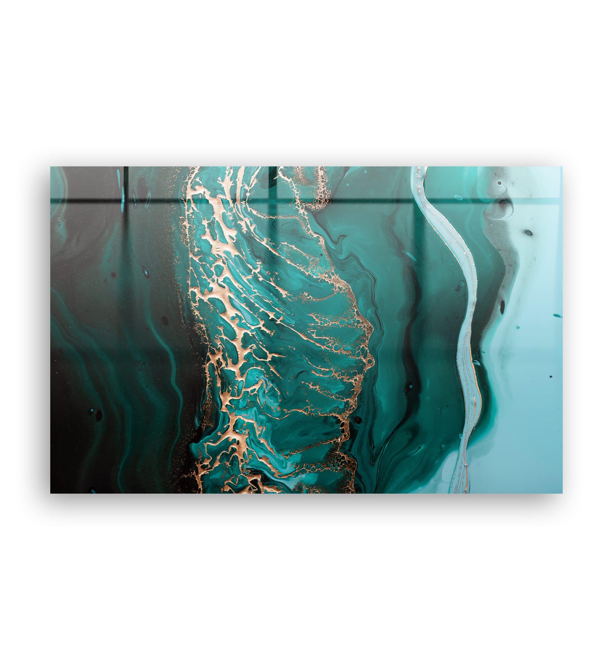 Marble Collection H26 - Ocean | Glass Wall Art