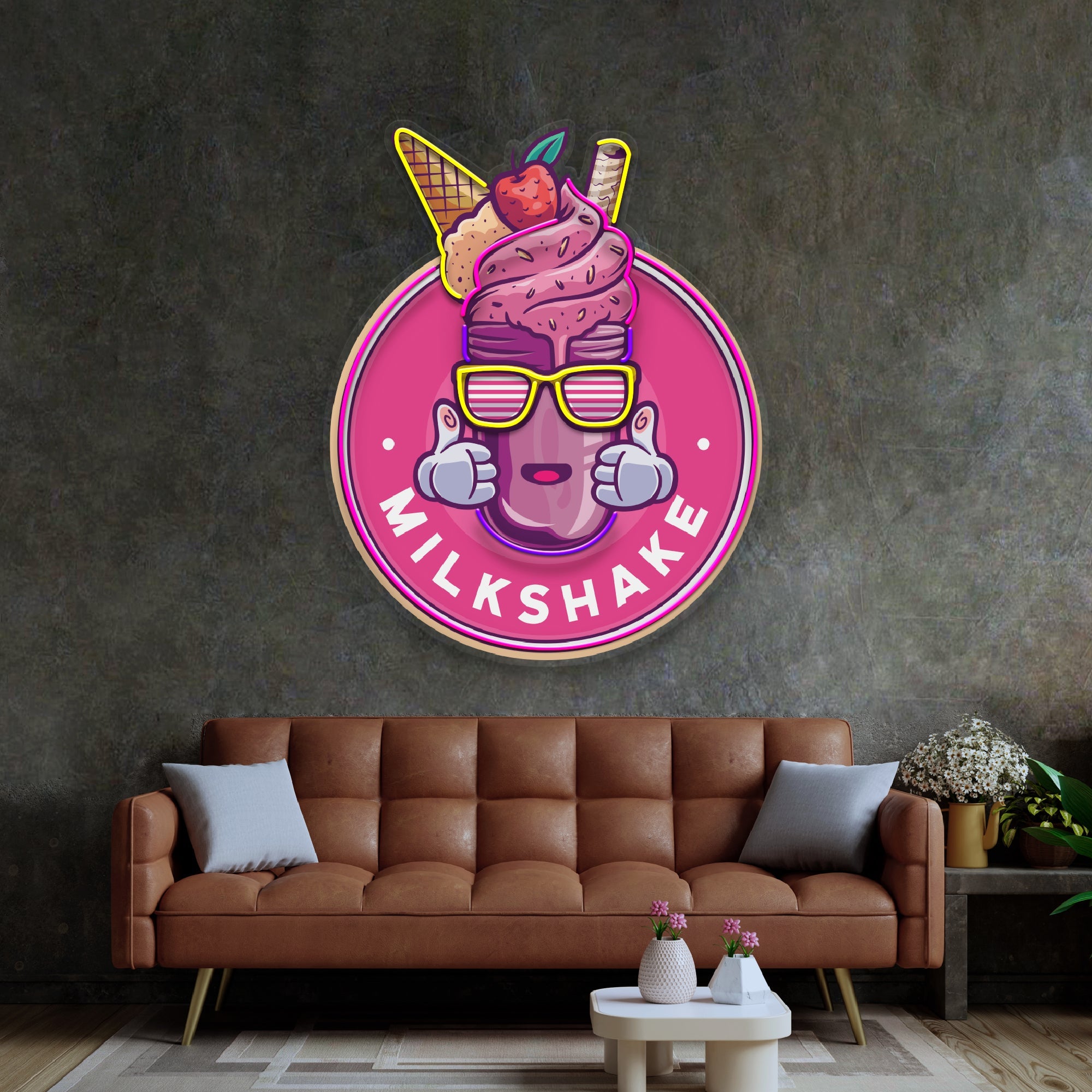 Milkshake Badge LED Neon Sign Light Pop Art