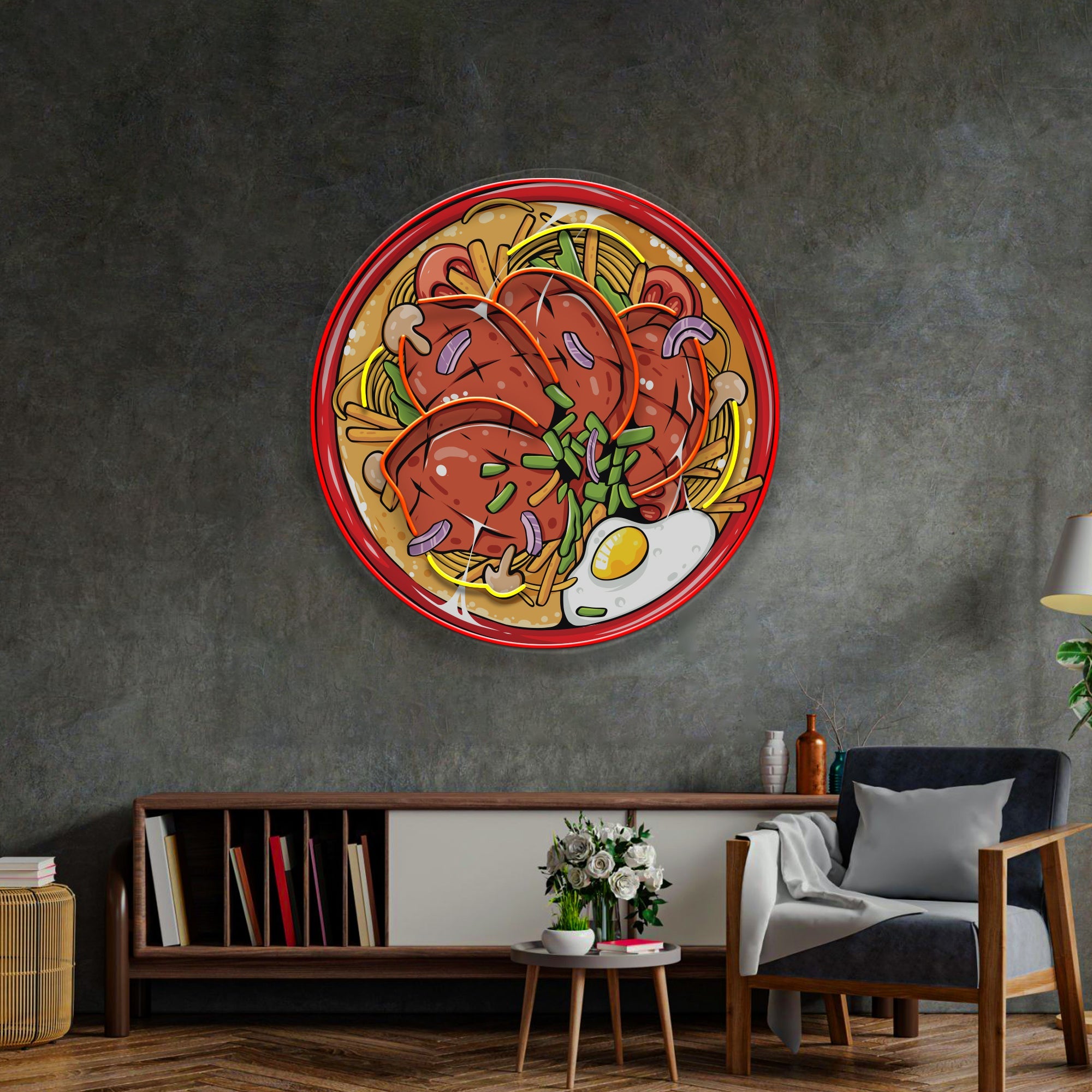 Noodle With Beef LED Neon Sign Light Pop Art