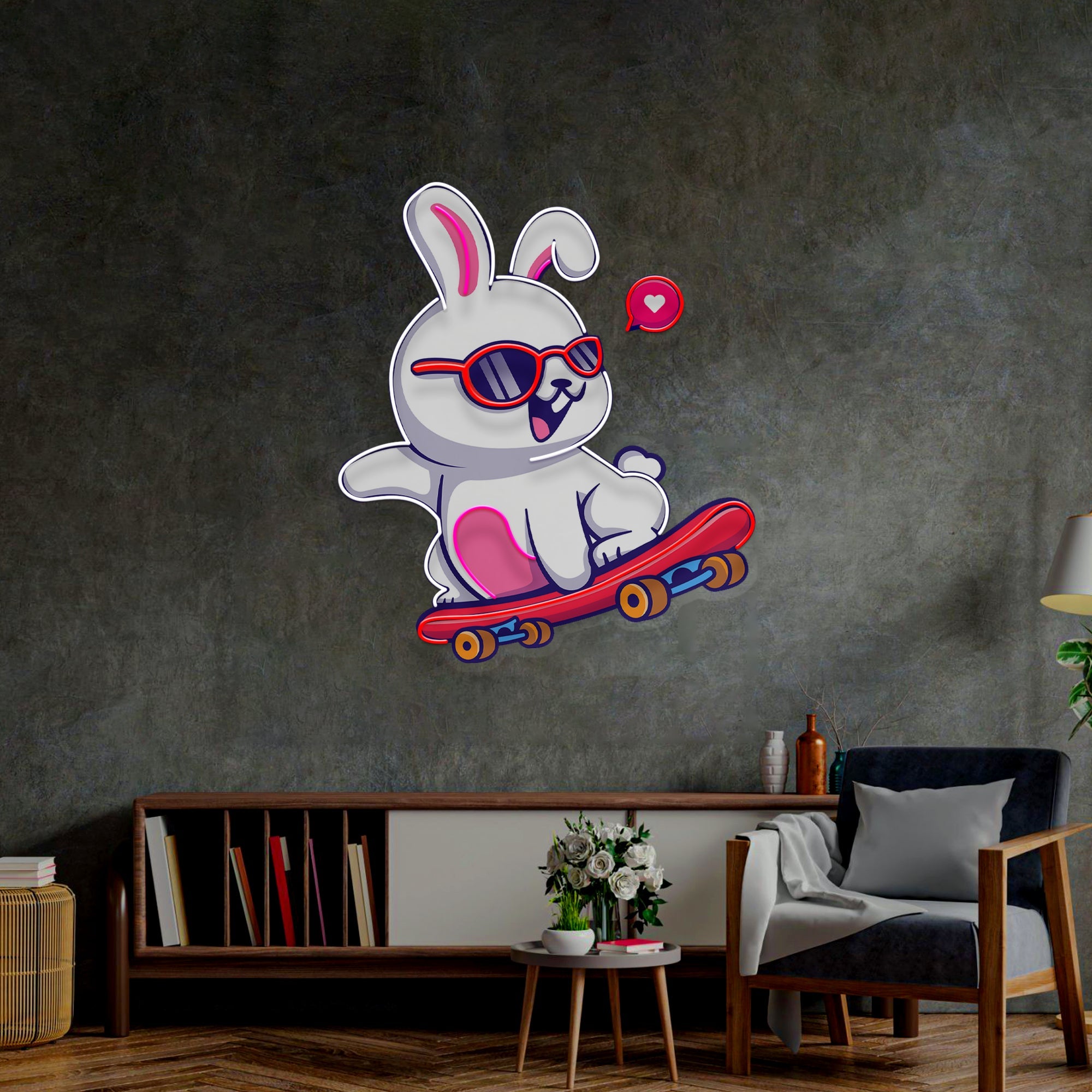 Rabit Patin LED Neon Sign Light Pop Art