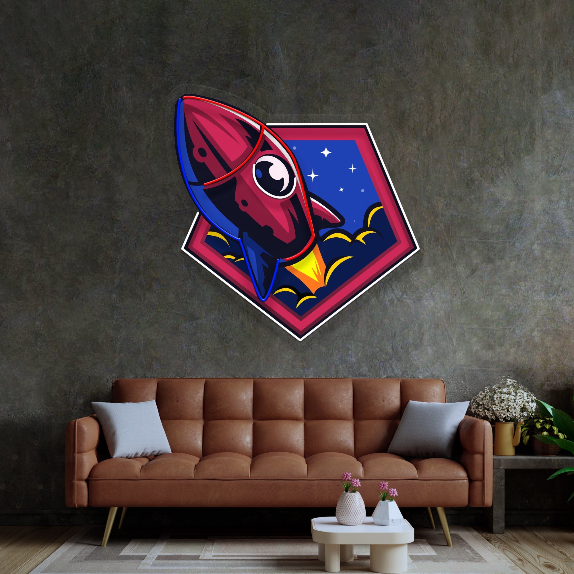 Rocket Space LED Neon Sign Light Pop Art
