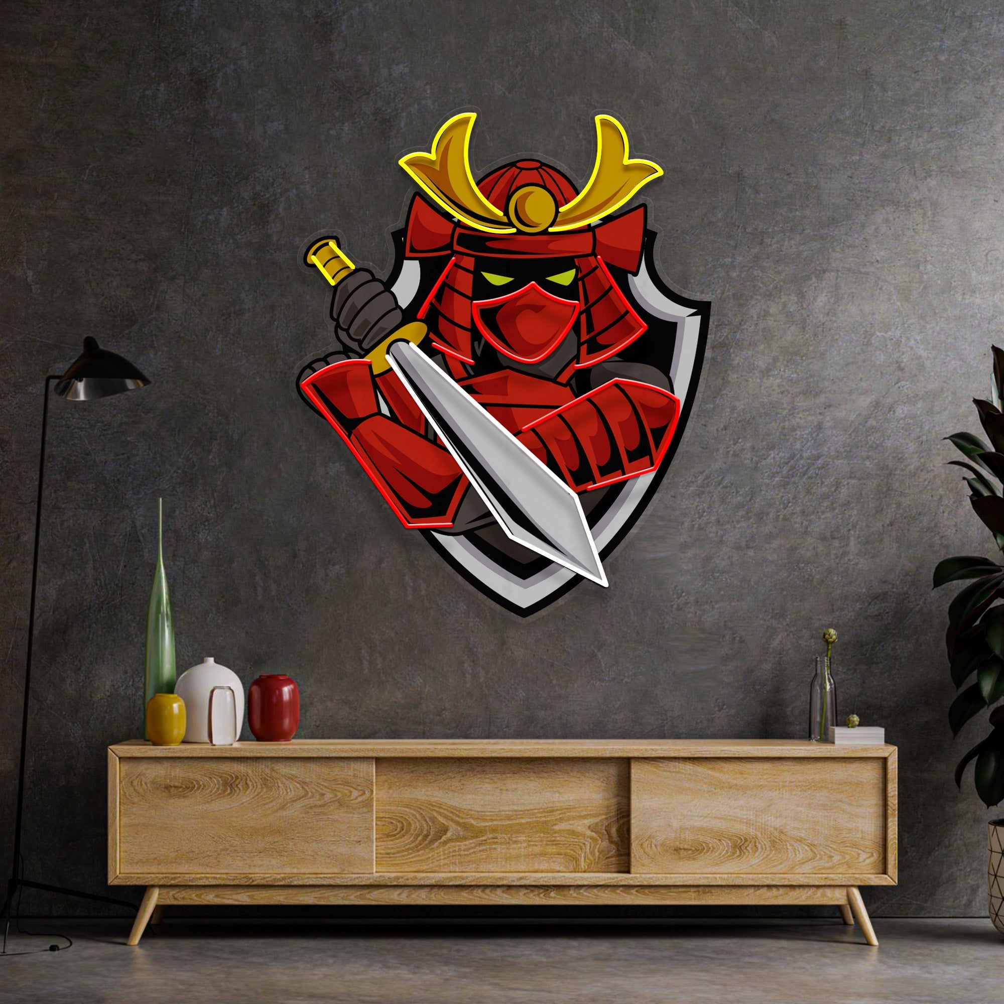 Samurai Mascot LED Neon Sign Light Pop Art