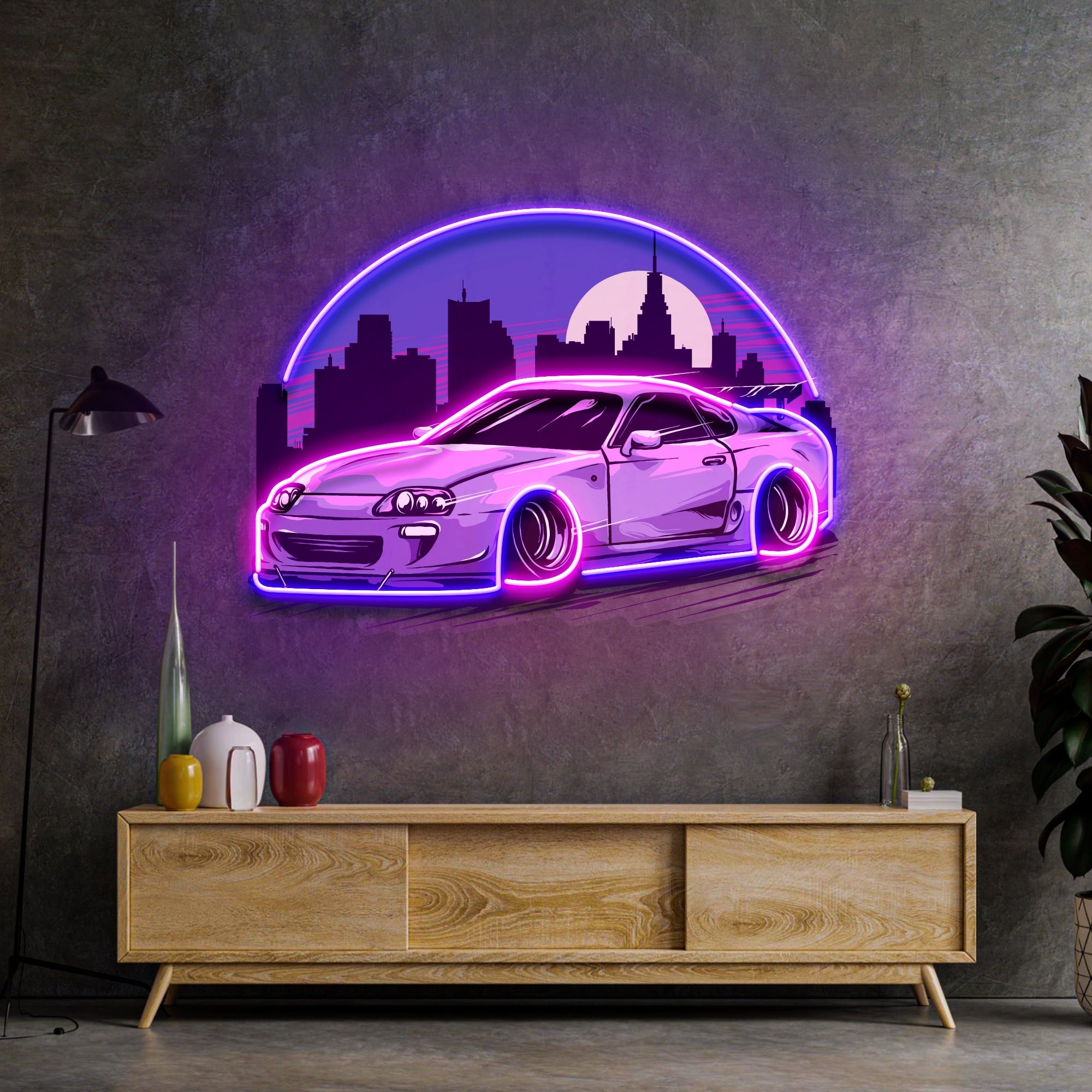 Sportcar Supra Mk4 Midnight LED Neon Sign Light Pop Art