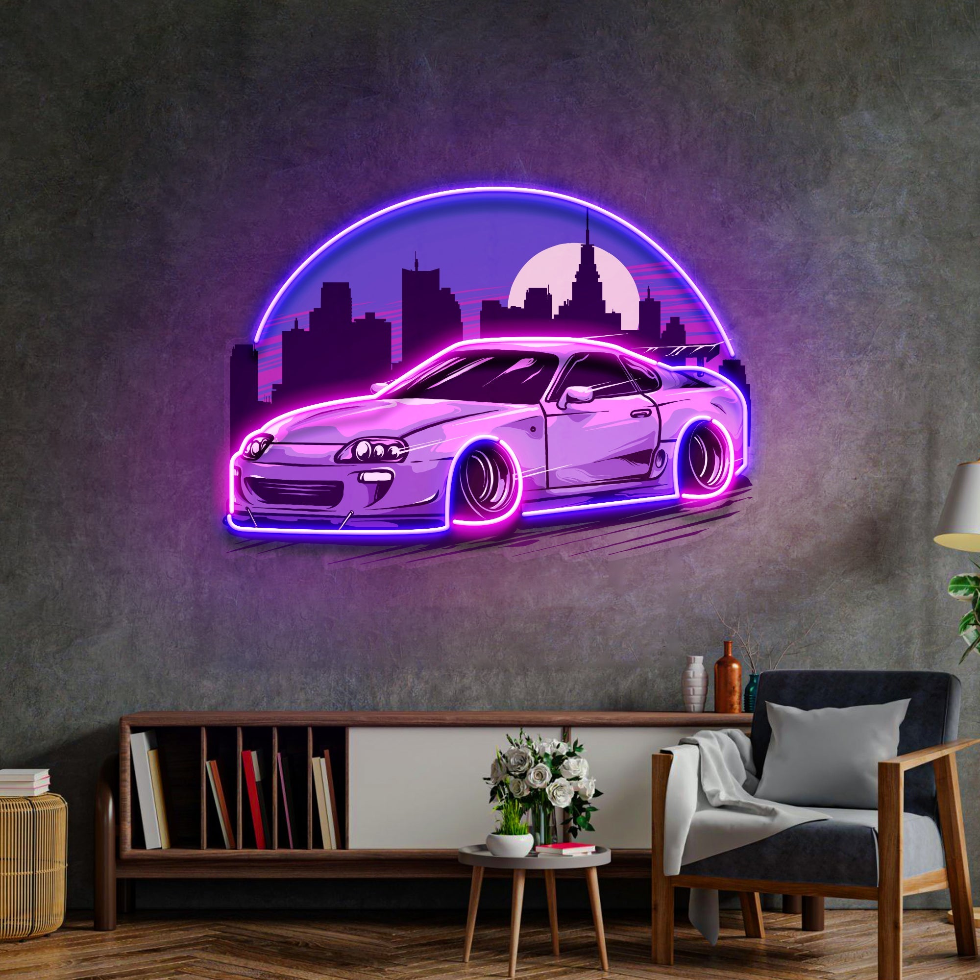 Sportcar Supra Mk4 Midnight LED Neon Sign Light Pop Art