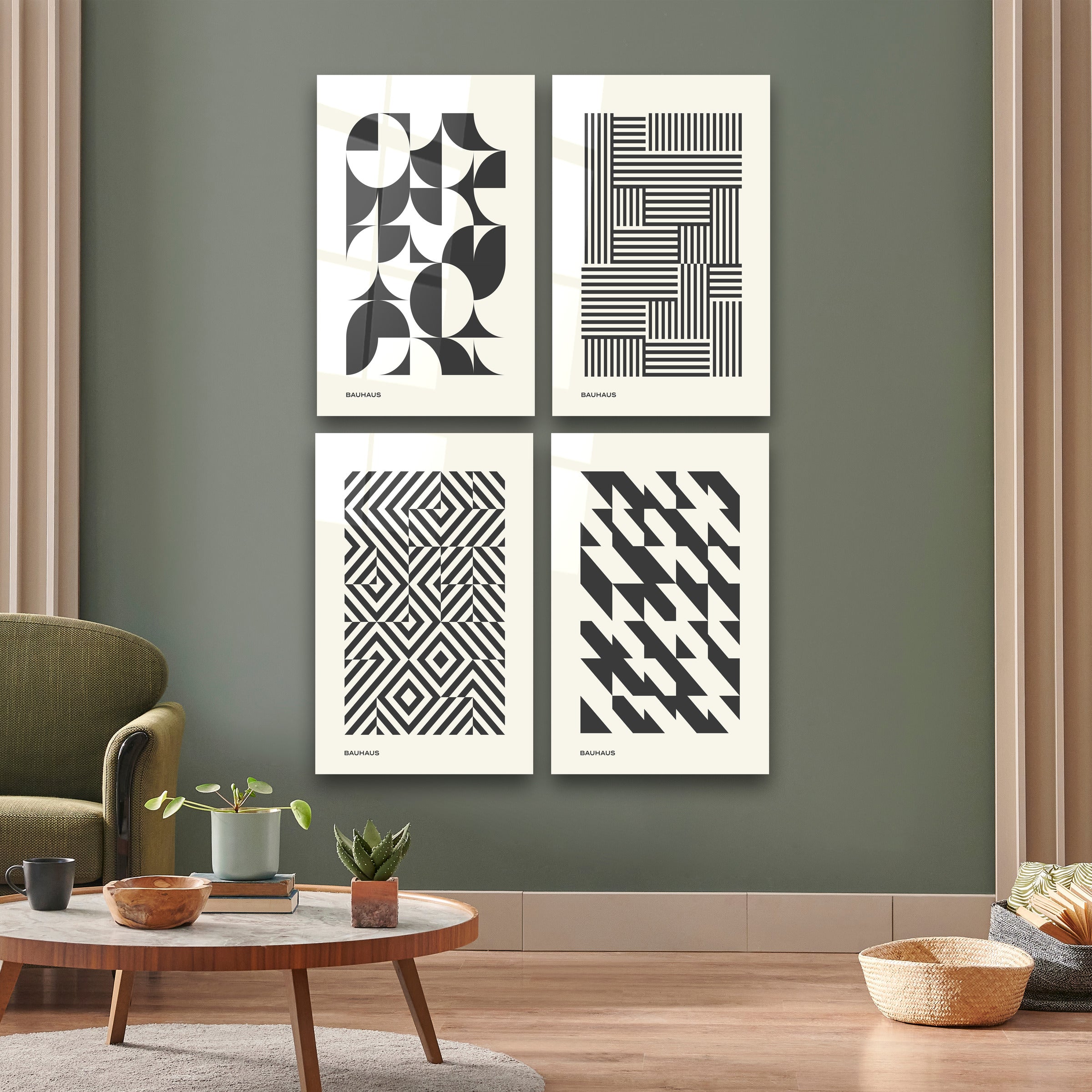 ."Bauhaus 3 Quadro". Contemporary Gallery Collection Glass Wall Art