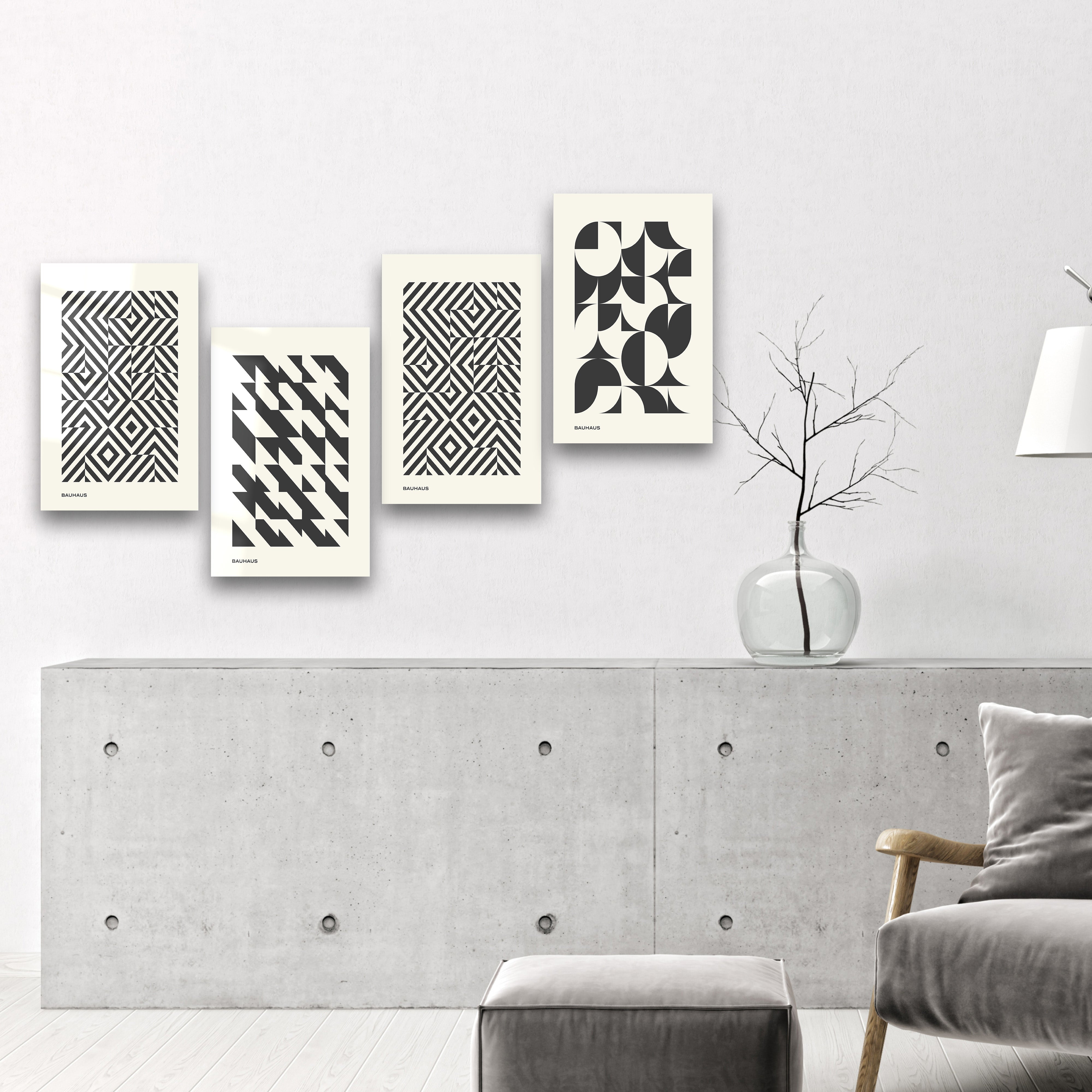 ."Bauhaus 3 Quadro". Contemporary Gallery Collection Glass Wall Art