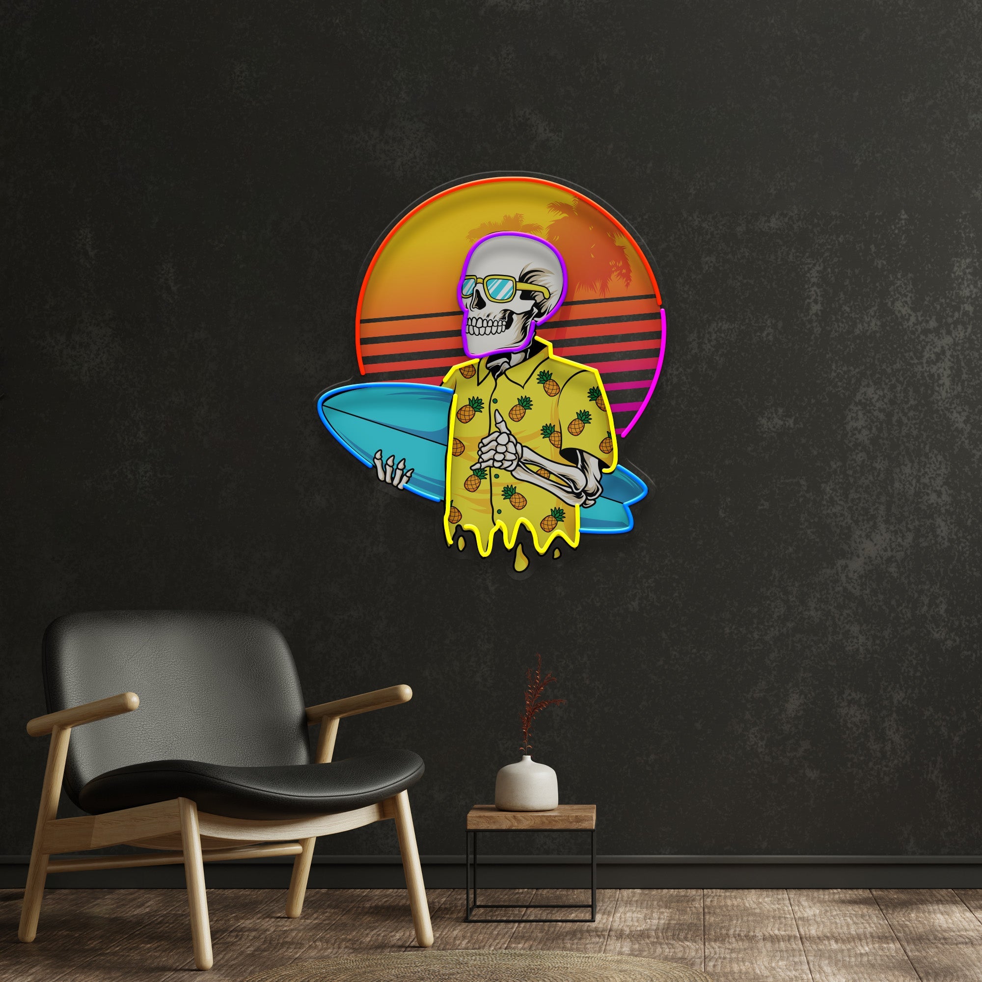 Summer Skull Vibe LED Neon Sign Light Pop Art