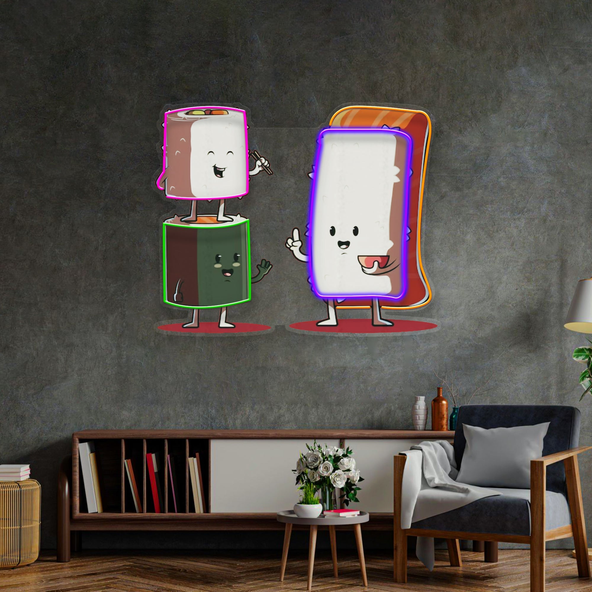 Sushi Characters LED Neon Sign Light Pop Art