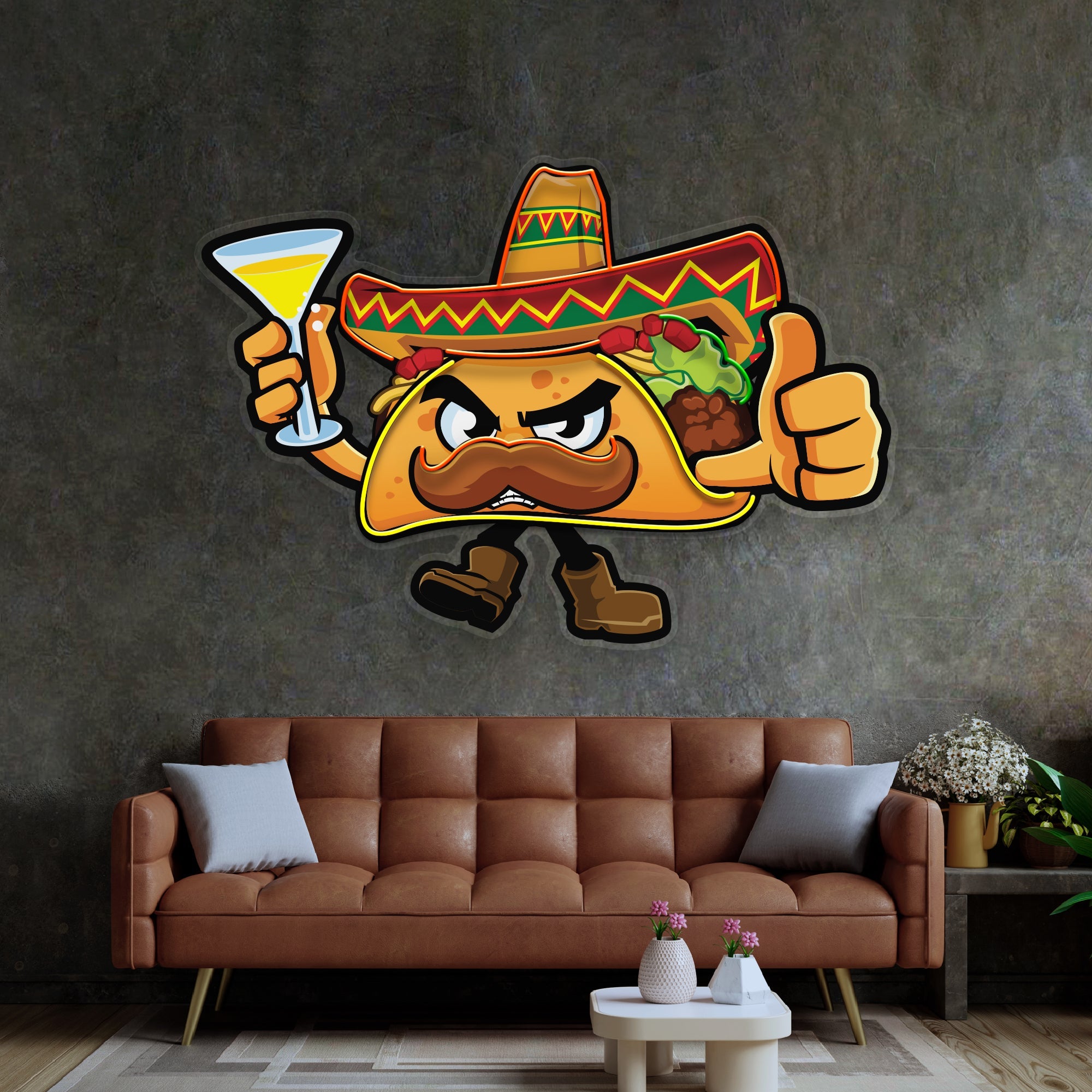 Taco Thumb Up LED Neon Sign Light Pop Art